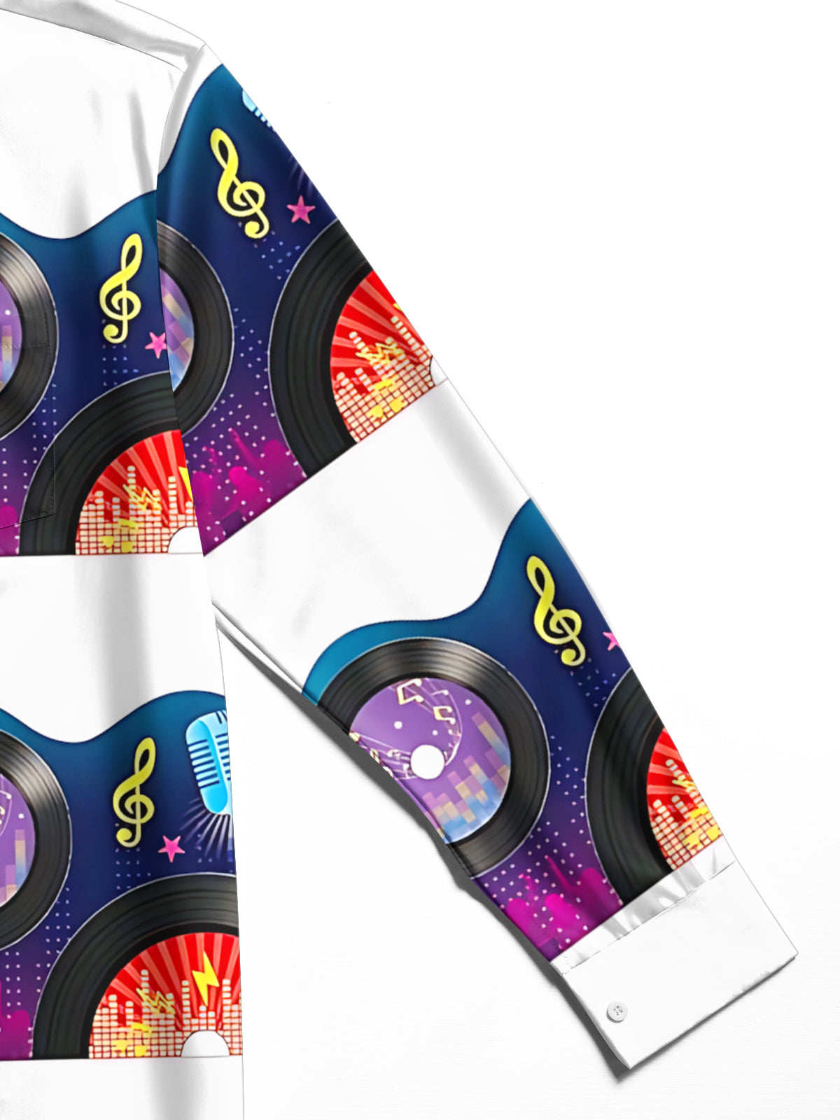 Music Record Guitar Headphones Print Men's Pocket Long Sleeve Shirts