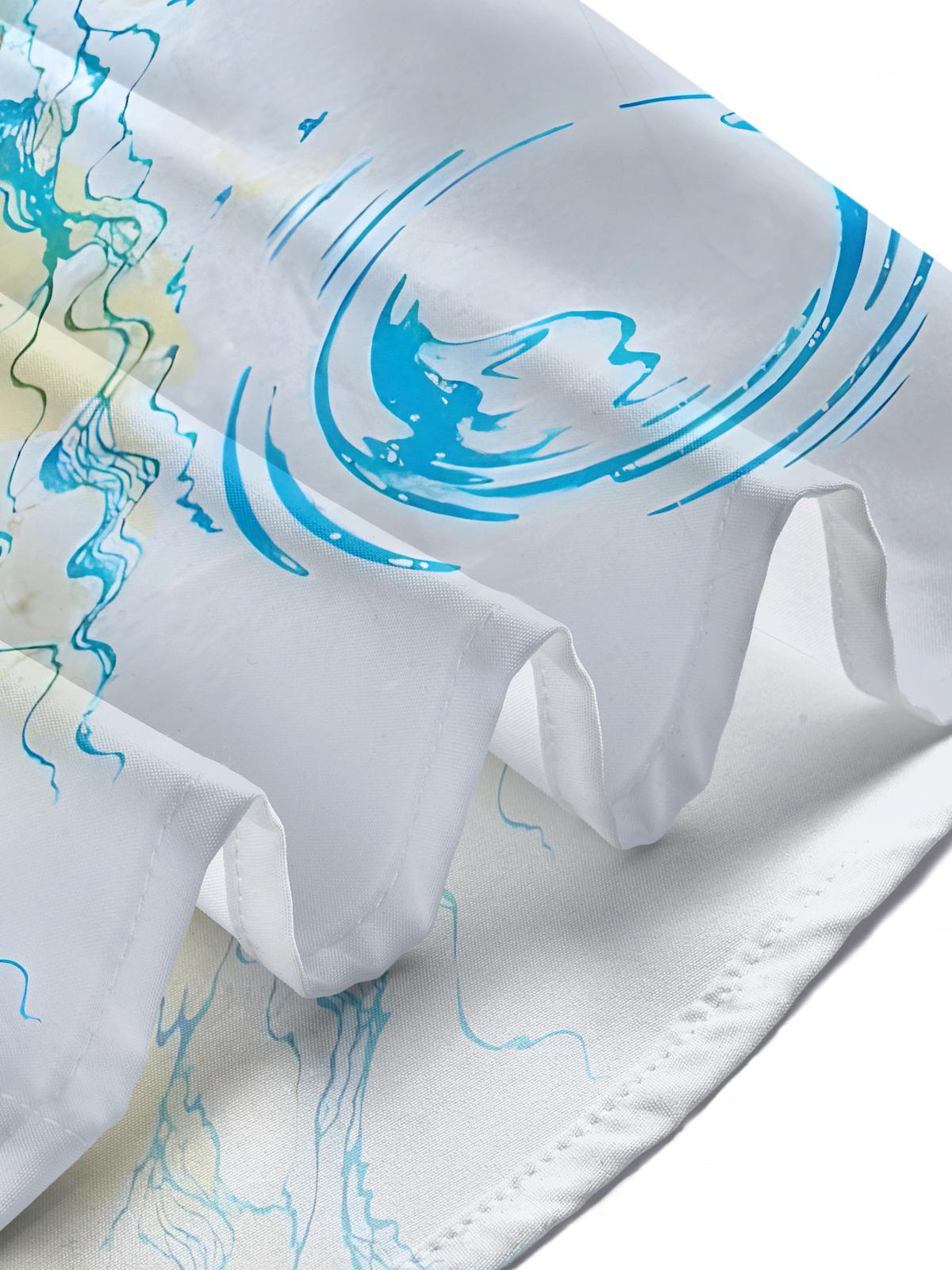 Contrasting Floral Water Ripples Men's Pocket Short Sleeve Shirts