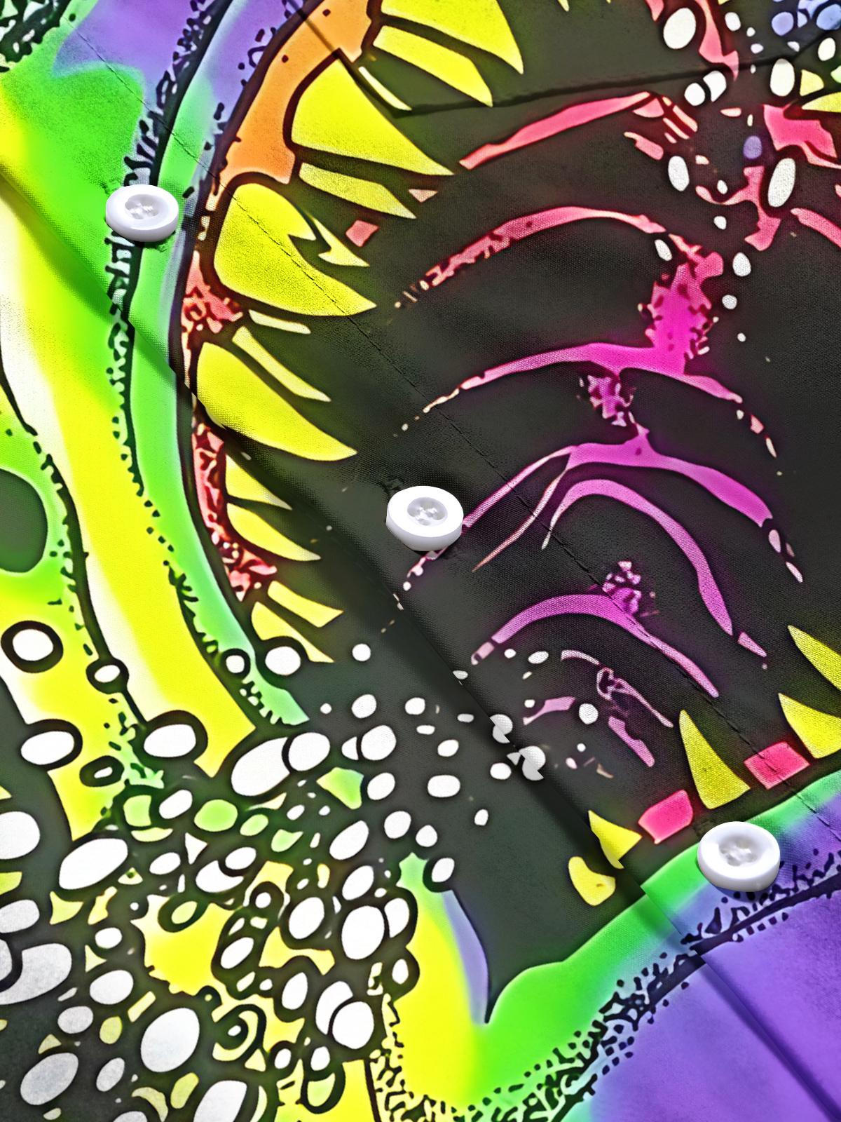 Shark Art Print Men's Pocket Short Sleeve Shirts