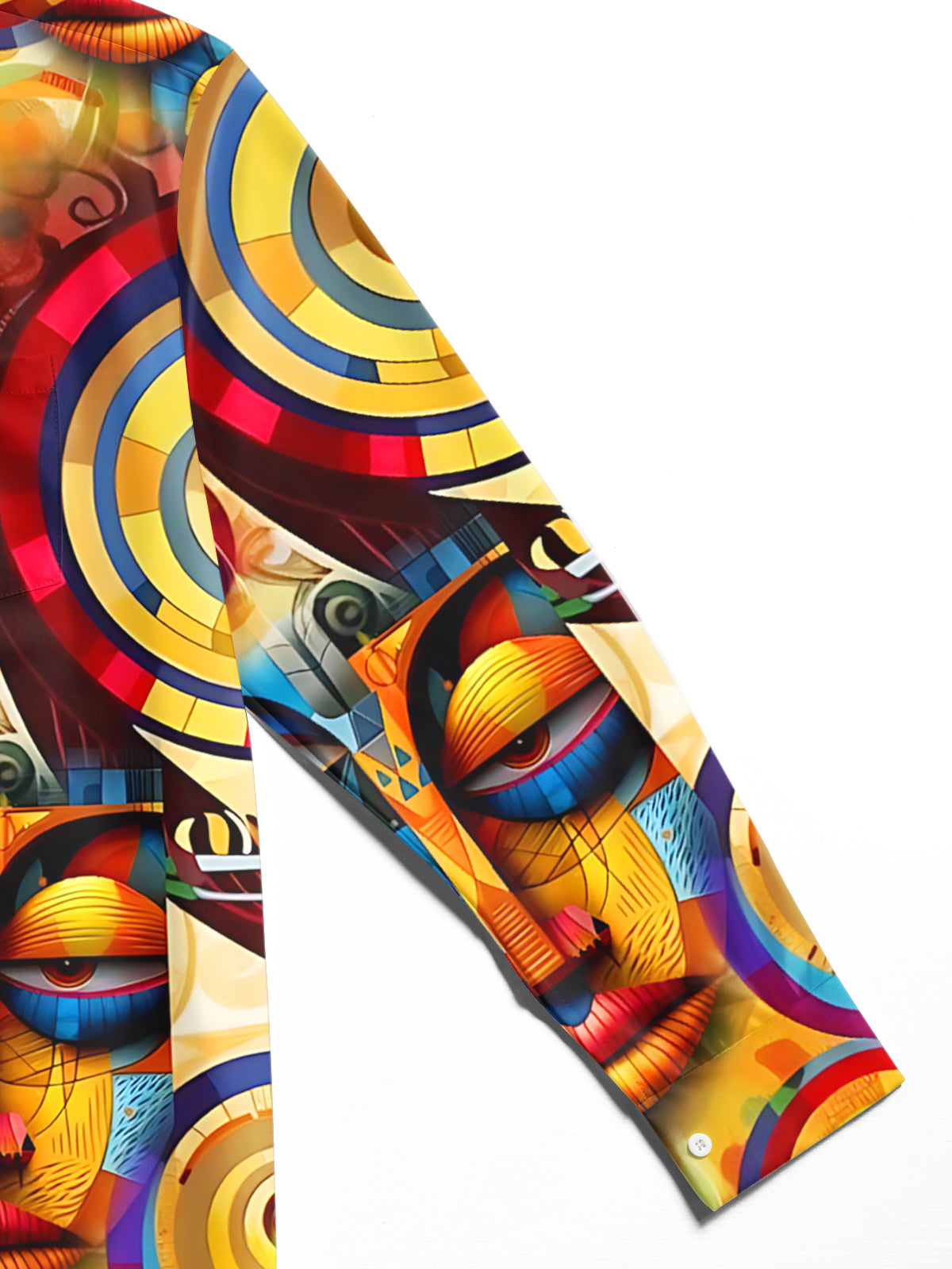 Vintage Art Print Men's Pocket Long Sleeve Shirts