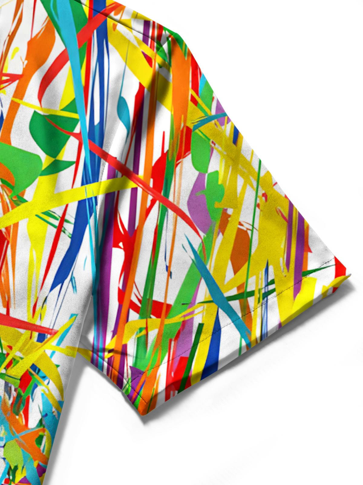 Abstract Line Print Men's Pocket Short Sleeve Shirts