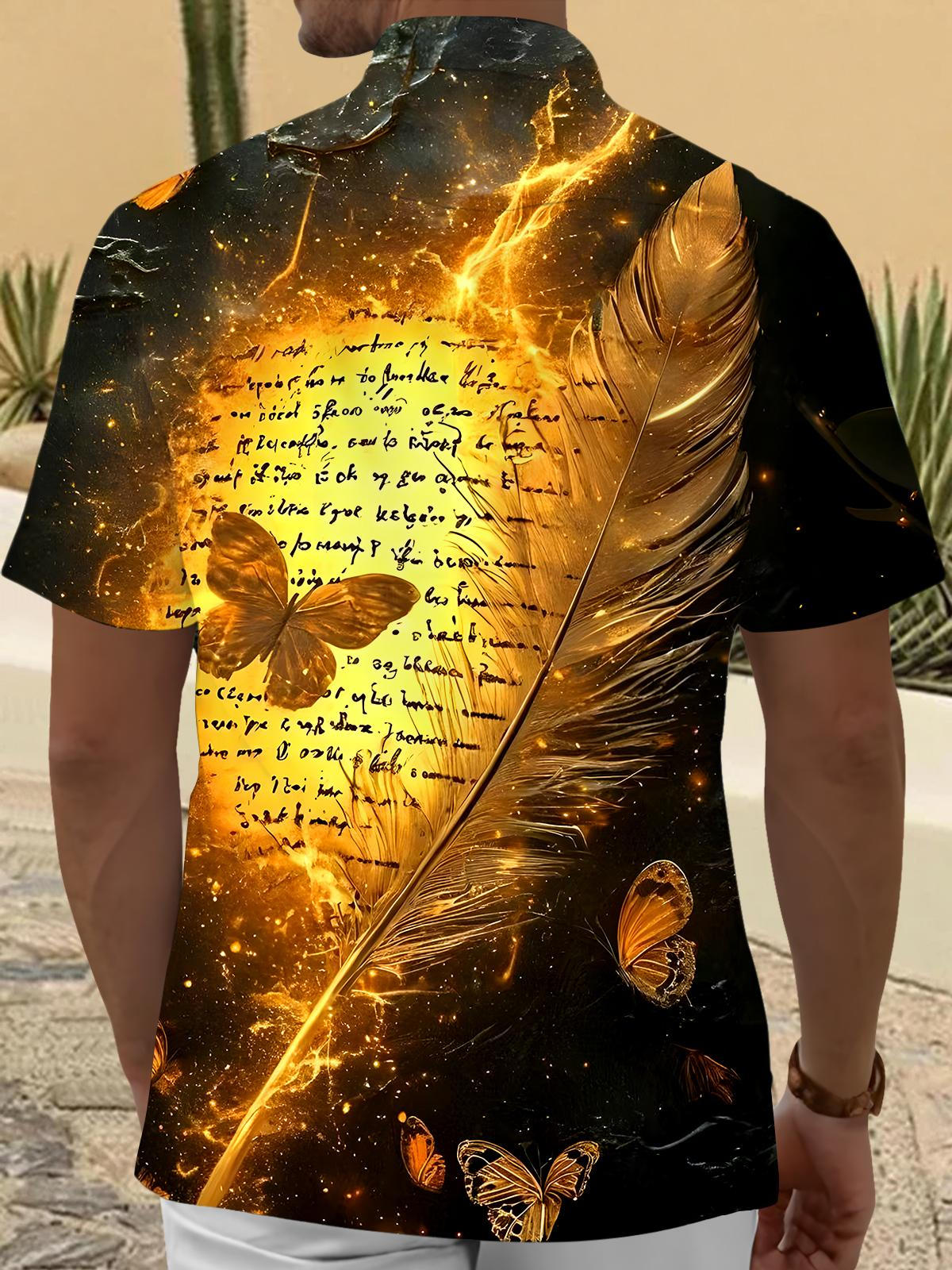 Feather Butterfly Men's Pocket Short Sleeve Shirts