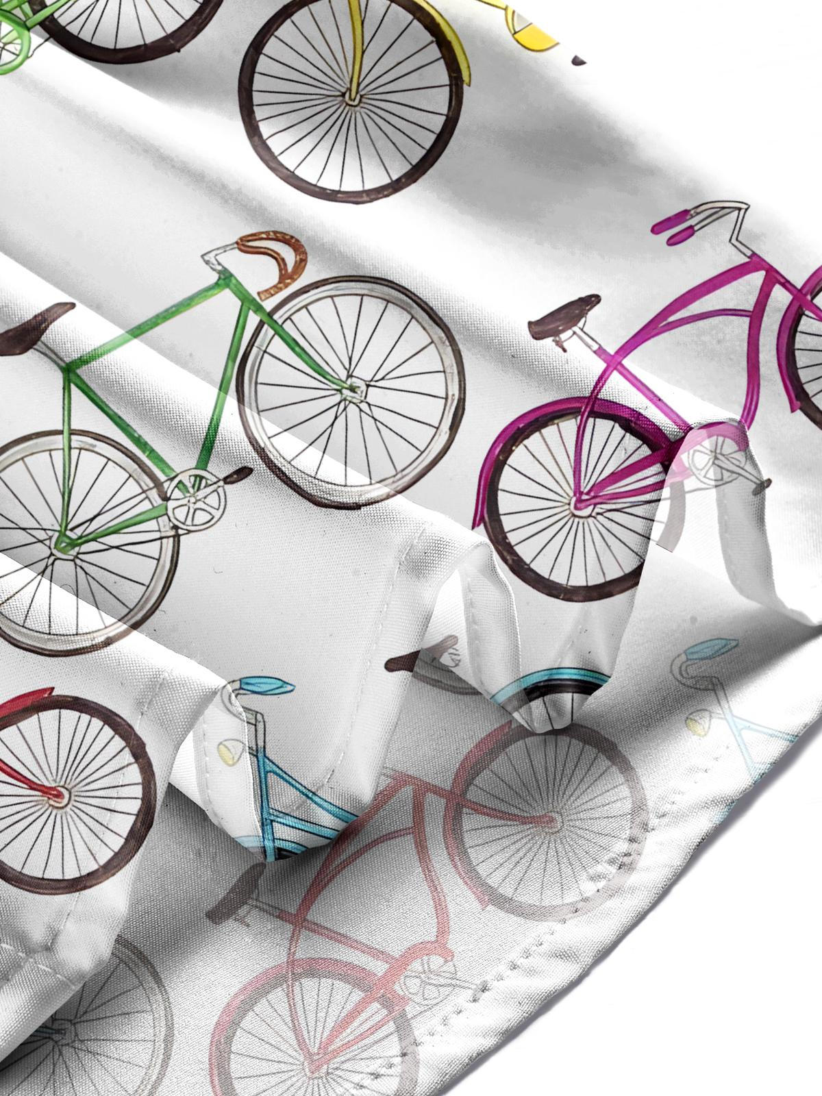 Bicycle Print Men's Pocket Short Sleeve Shirts