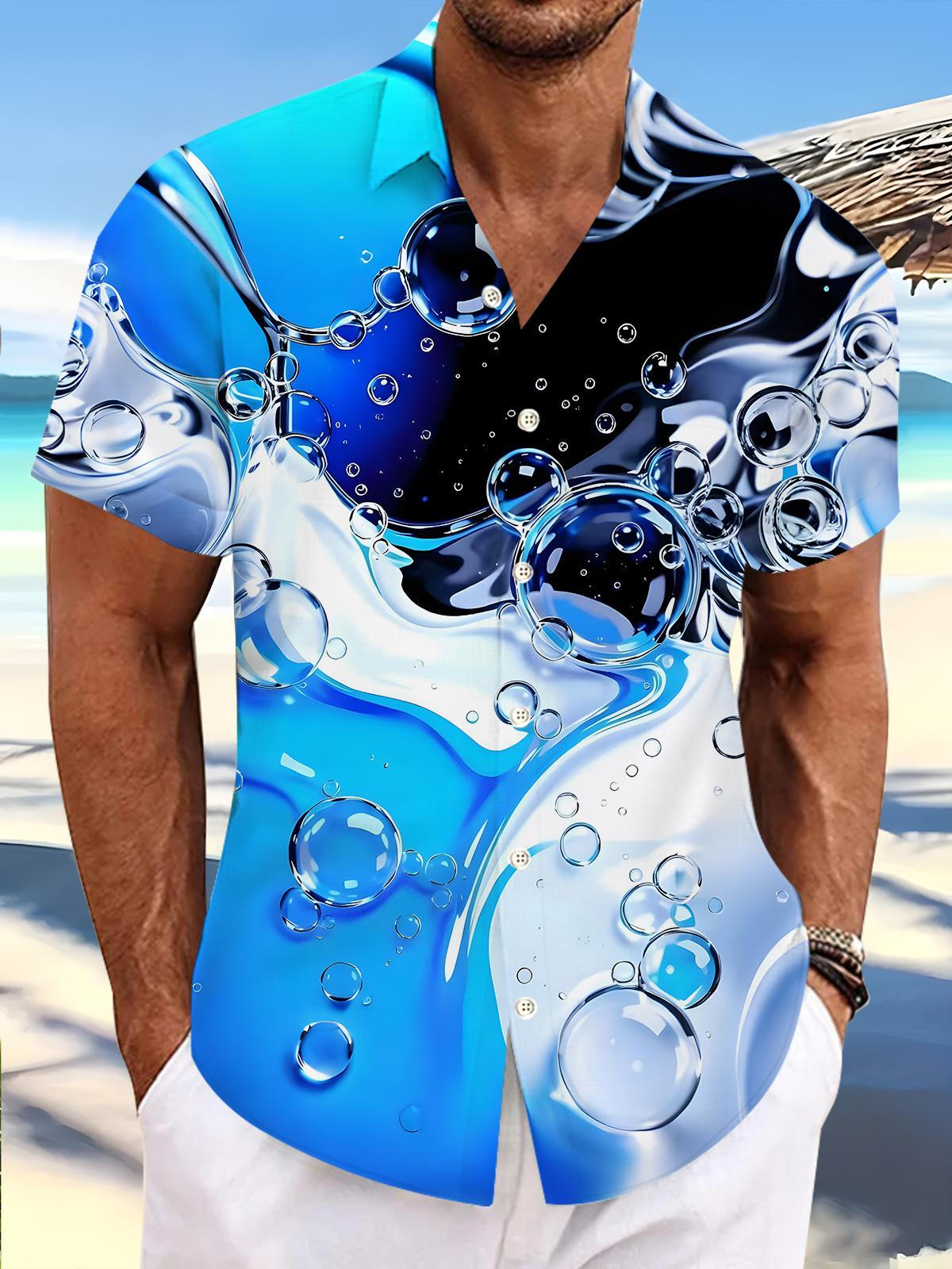 Hawaiian Abstract Water Drop Men's Pocket Short Sleeve Shirts