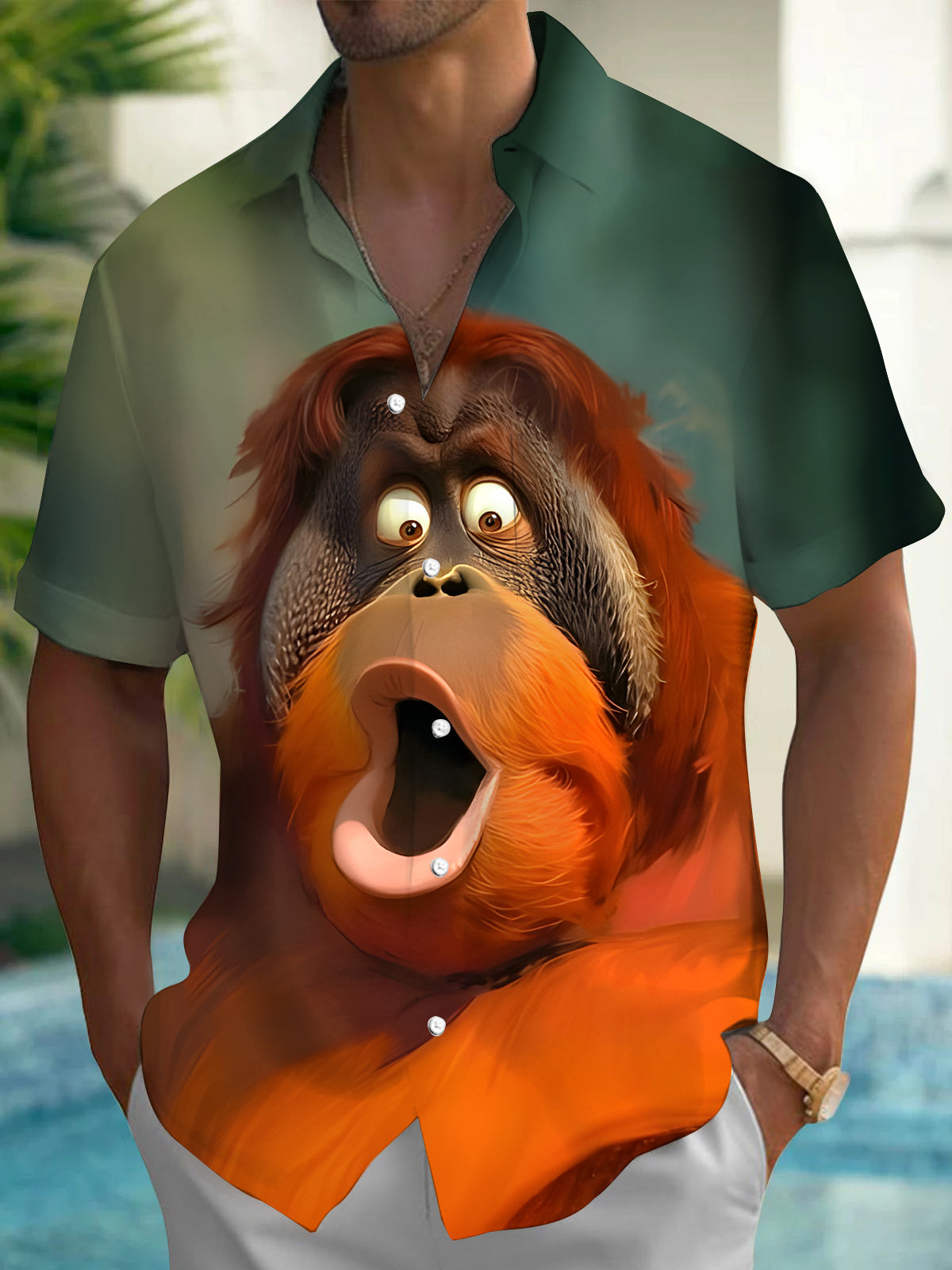 Funny Animal Men's Pocket Short Sleeve Shirts