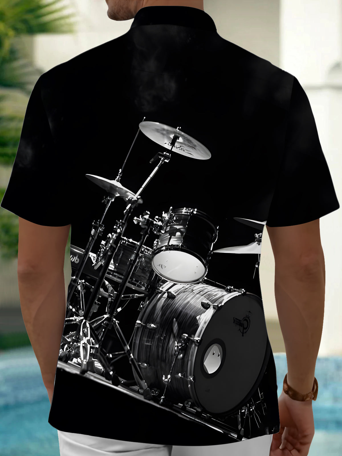 Drum Set Music Men's Pocket Short Sleeve Shirts