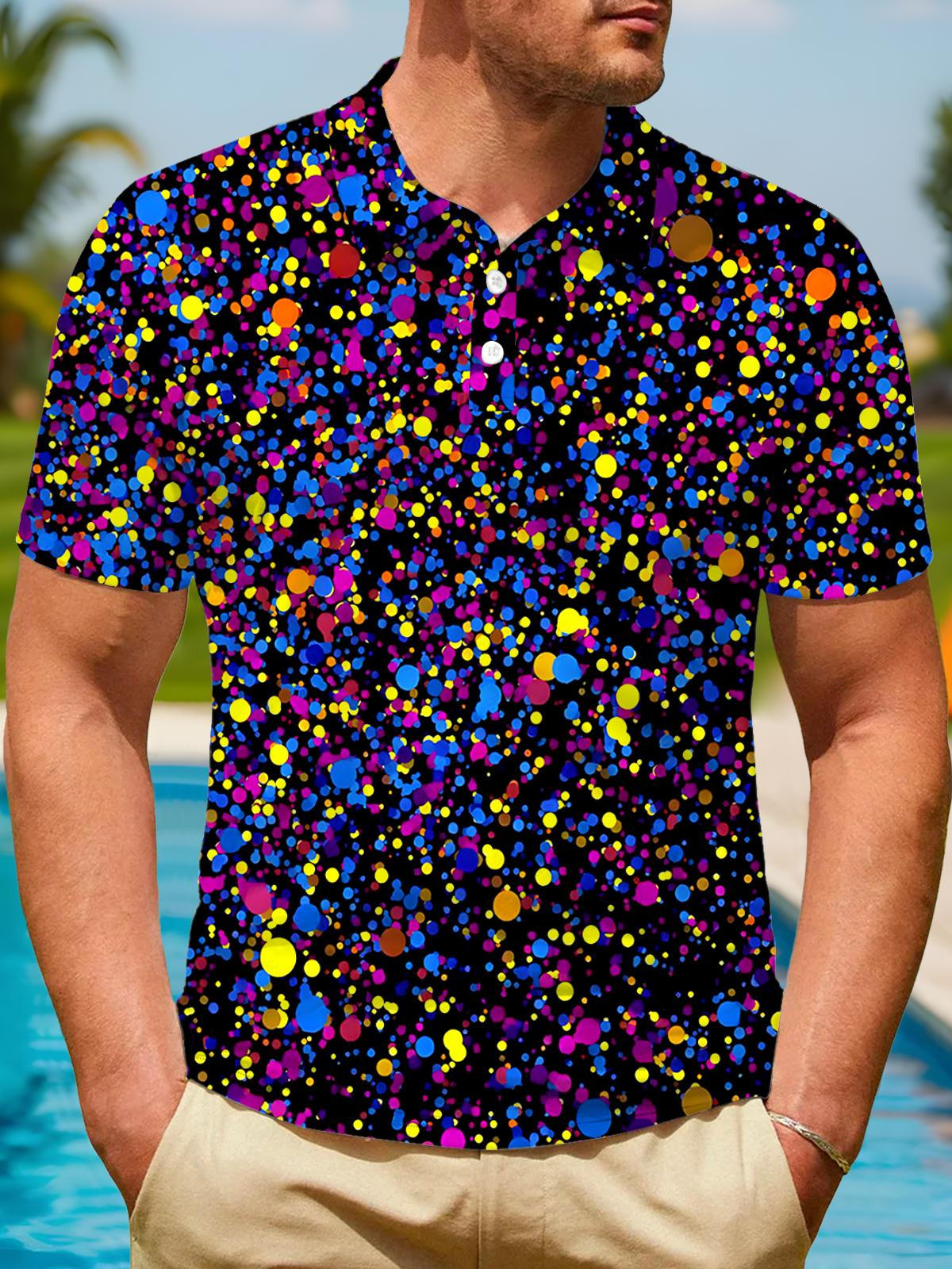 Tie Dye Men's Short Sleeve Button Polo Shirt