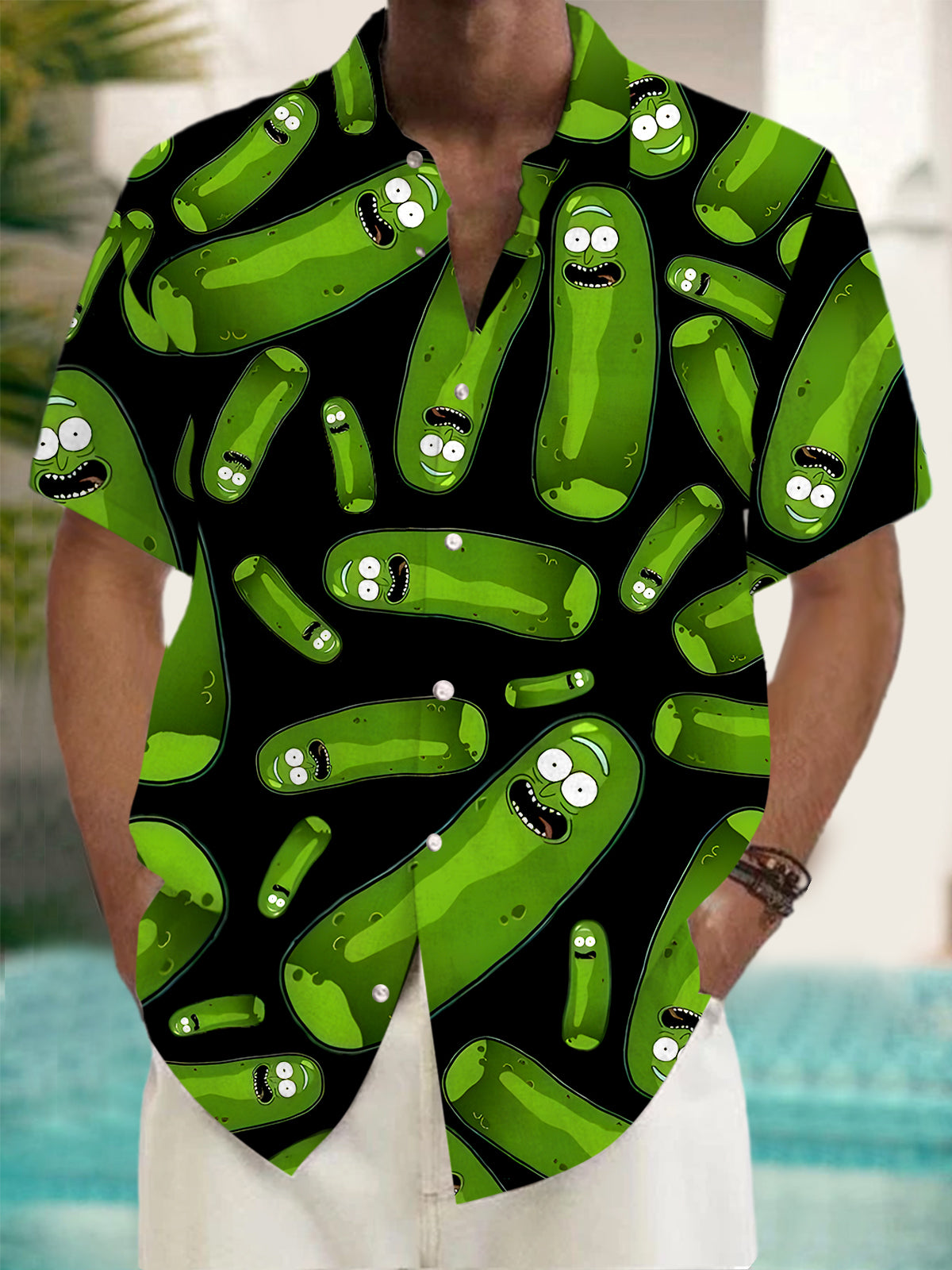 Cucumber Men's Pocket Short Sleeve Shirts