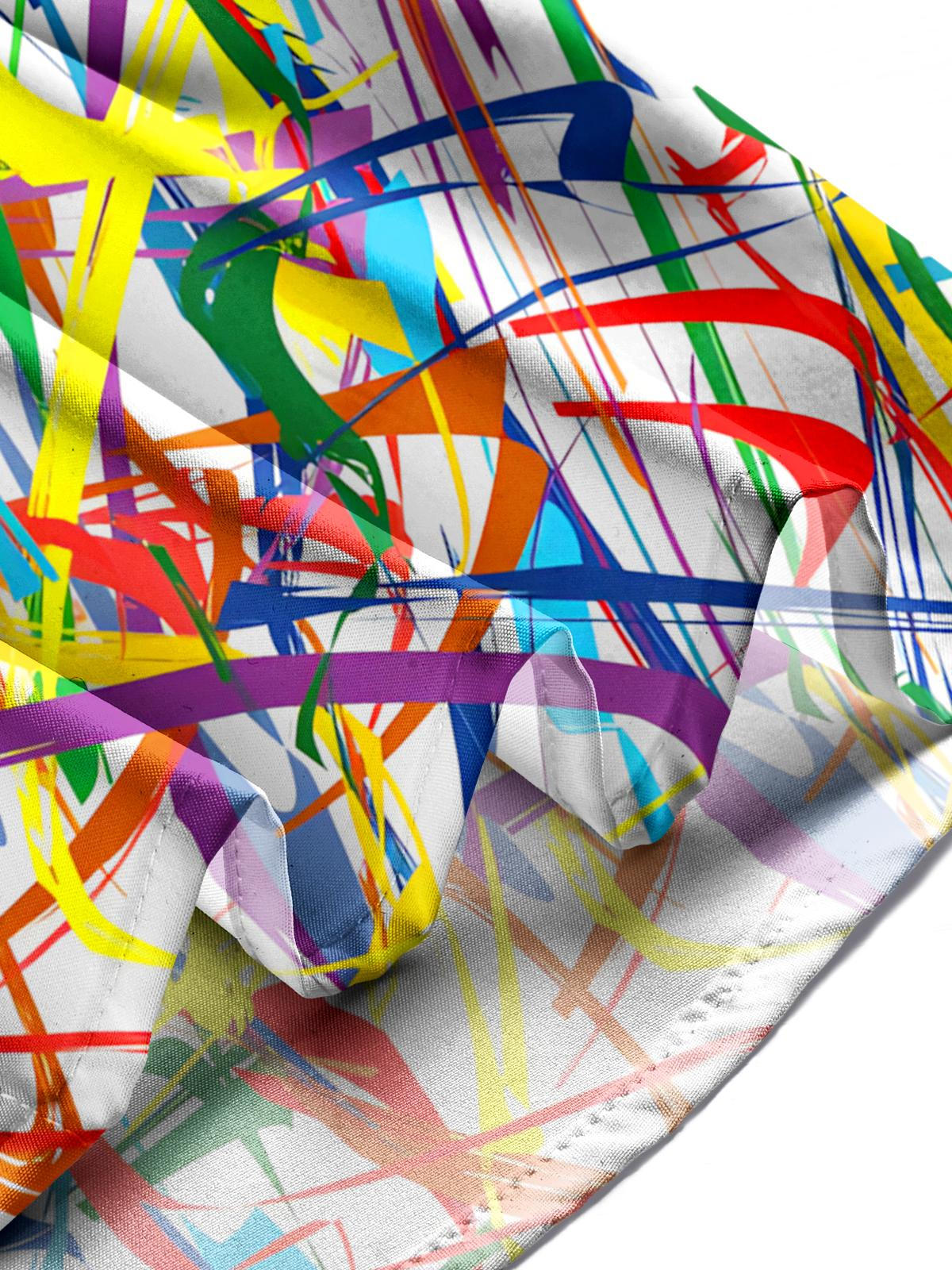 Abstract Line Print Men's Pocket Short Sleeve Shirts