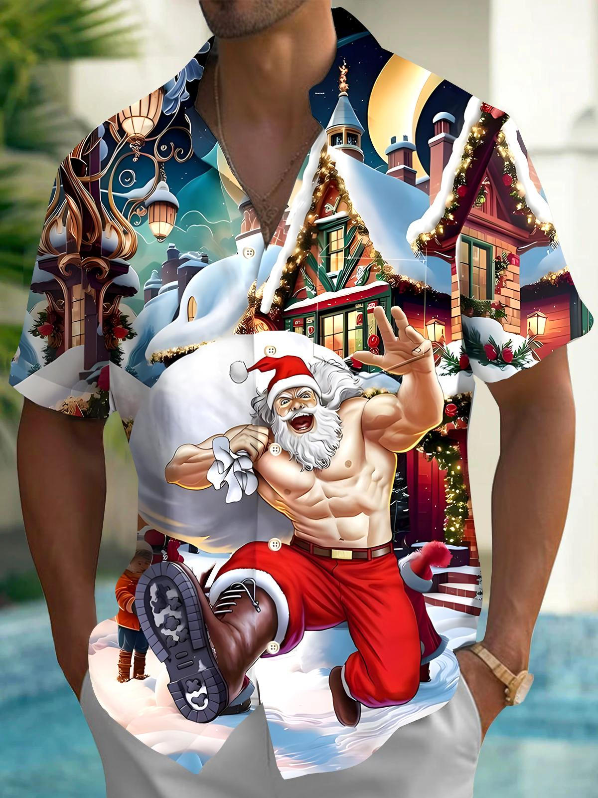 Christmas Men's Pocket Short Sleeve Shirts