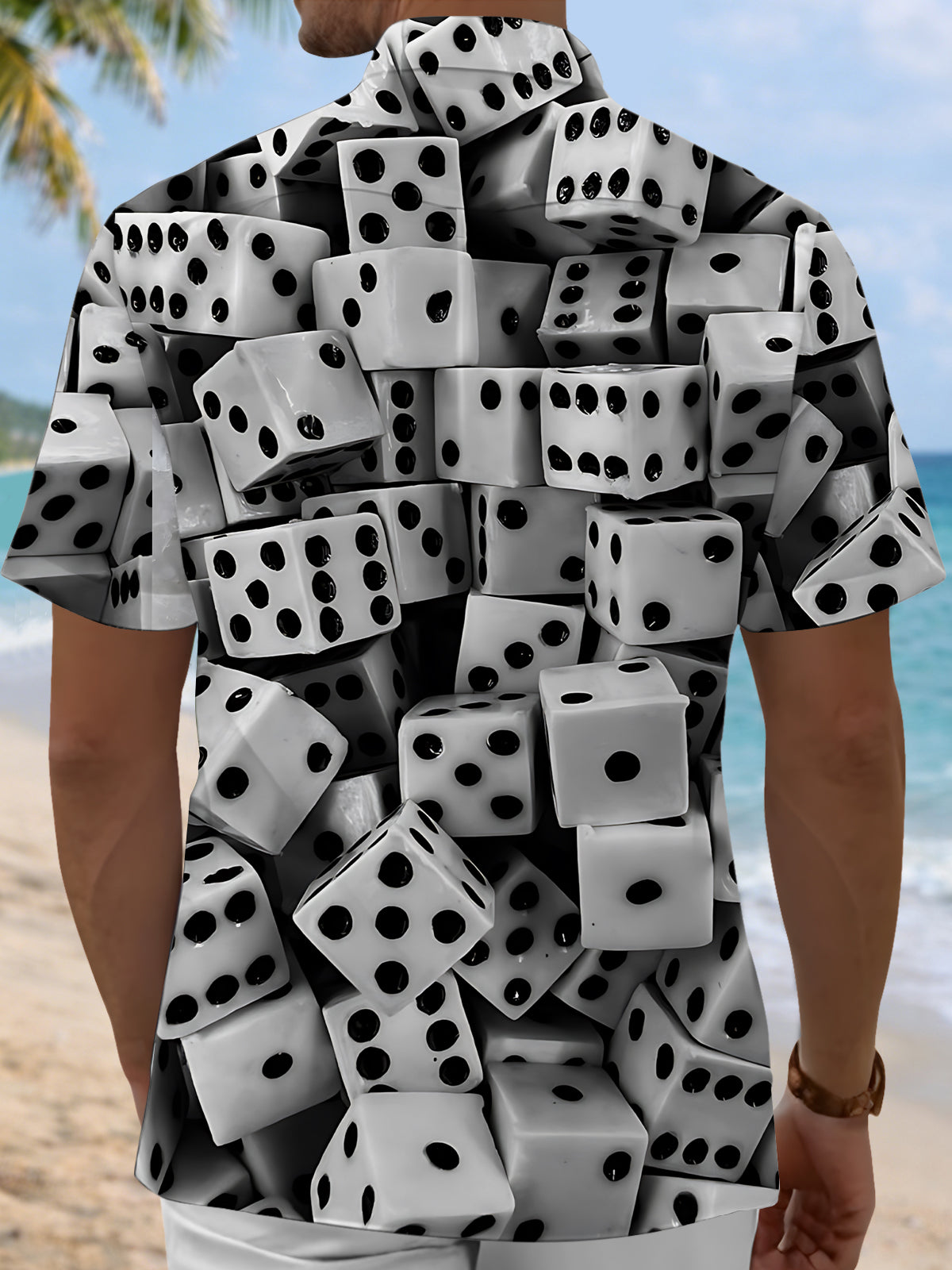 Dice Print Men's Pocket Short Sleeve Shirts