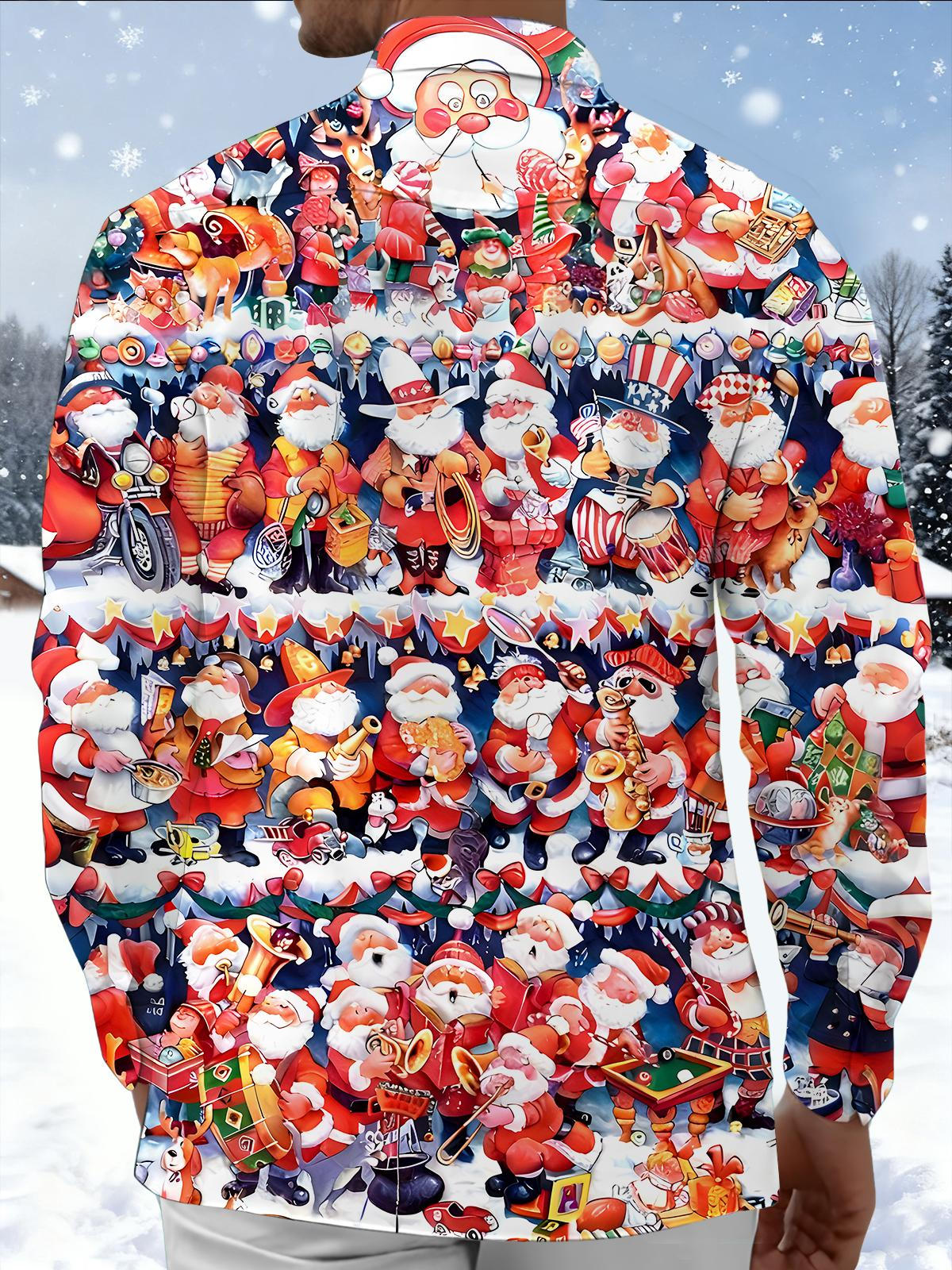 Santa Claus Men's Pocket Long Sleeve Shirts