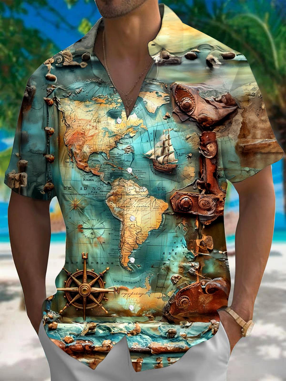 Map Men's Pocket Short Sleeve Shirts