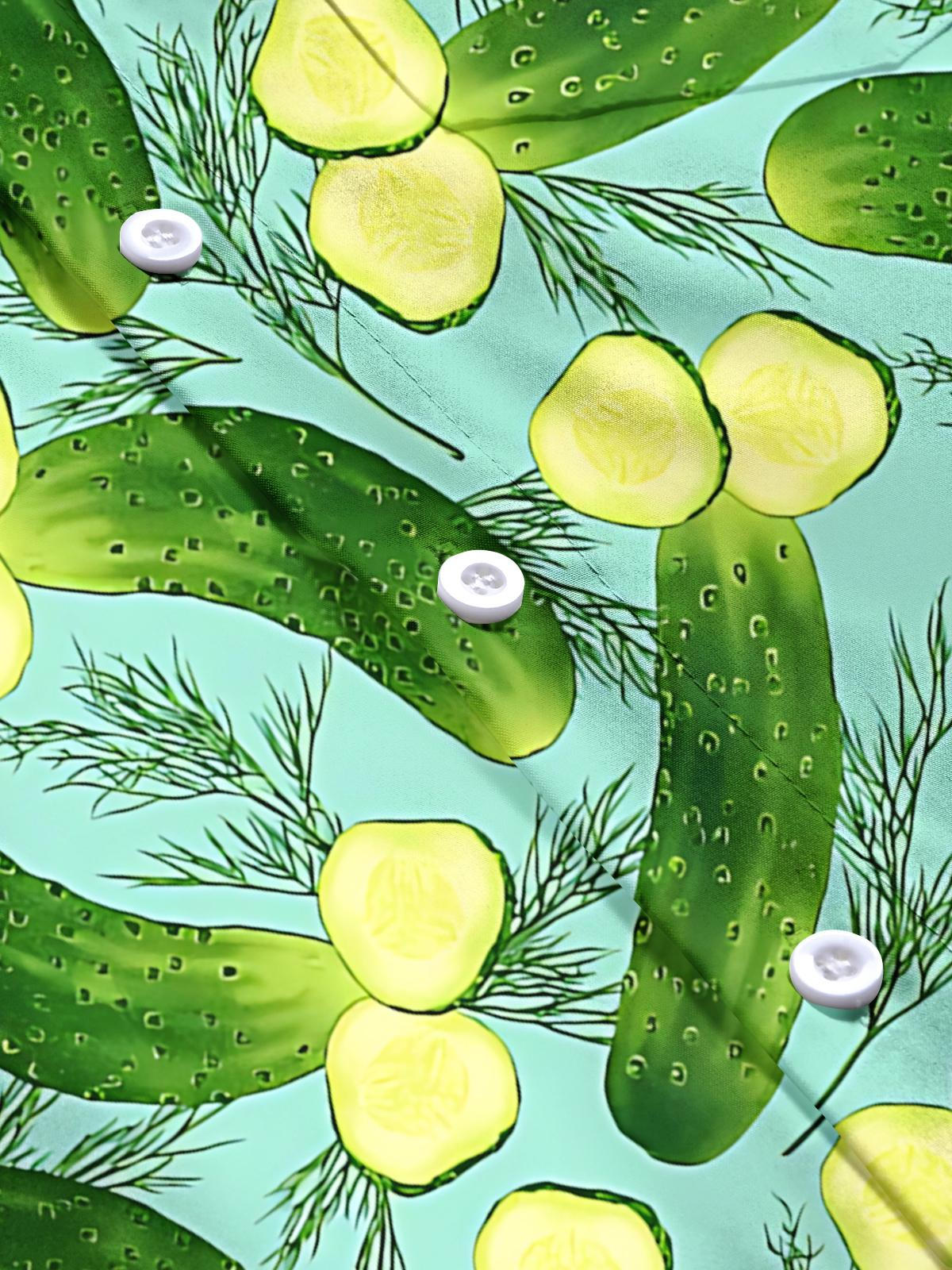 Cucumber Print Men's Pocket Short Sleeve Shirts