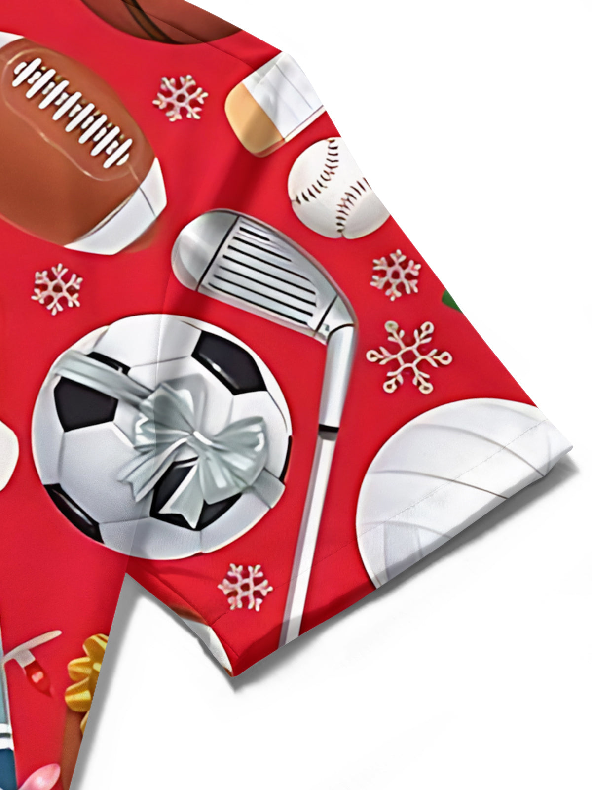 Sports Ball Christmas Snowflake Print Men's Pocket Short Sleeve Shirts
