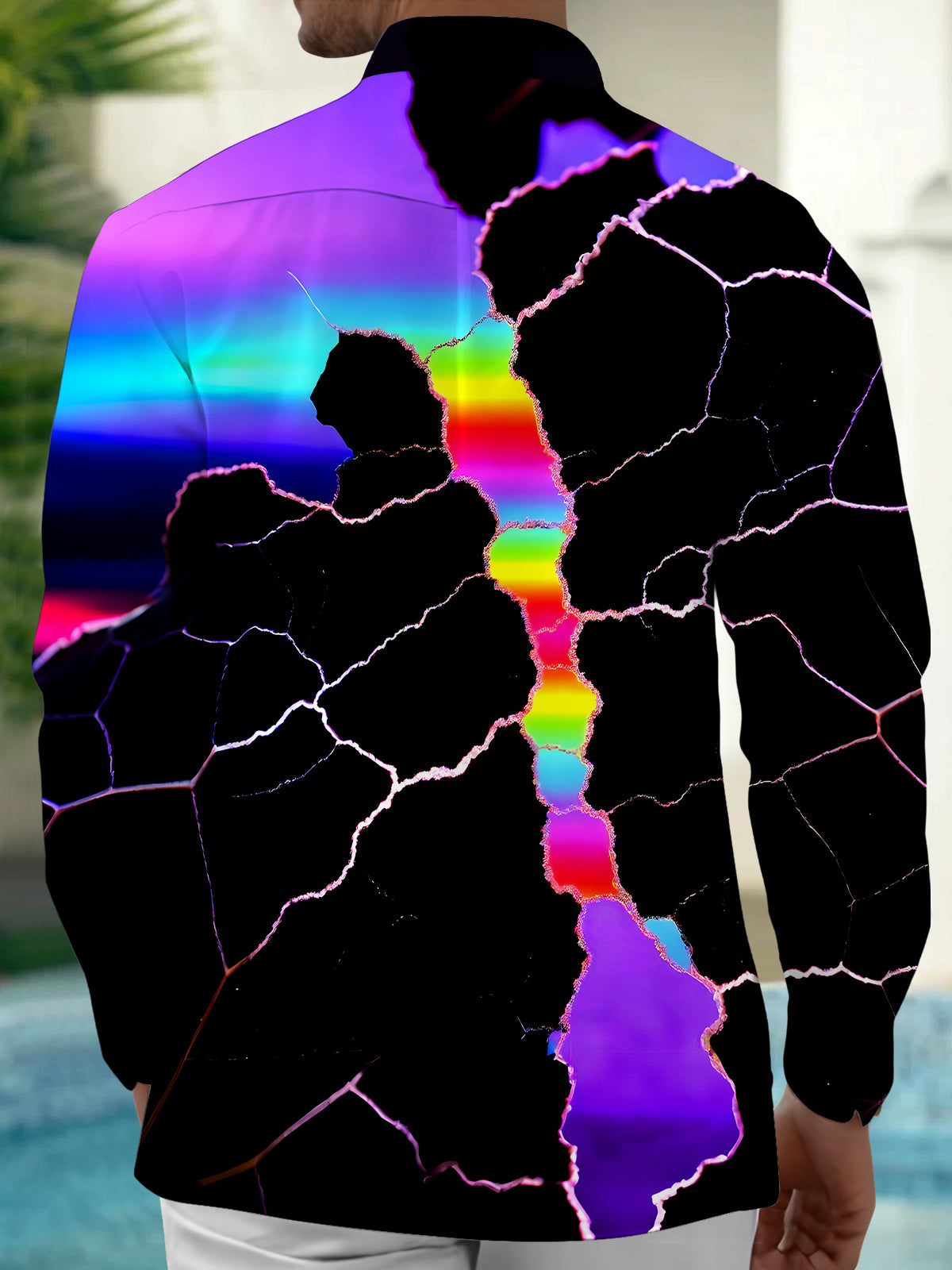 Abstract Men's Pocket Long Sleeve Shirts