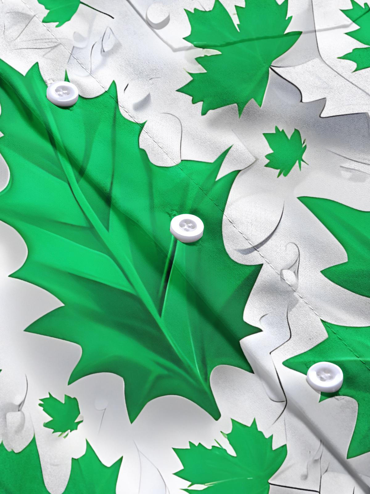 Leaf Print Men's Pocket Short Sleeve Shirts