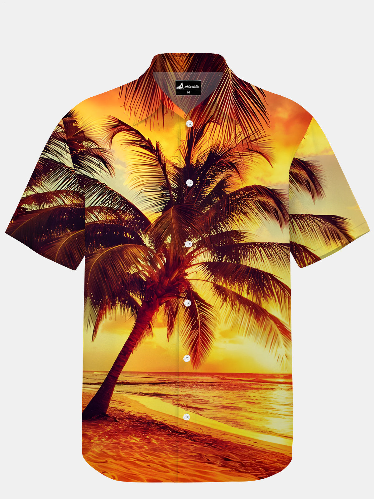 Hawaiian Coconut Tree Print Men's Pocket Short Sleeve Shirts
