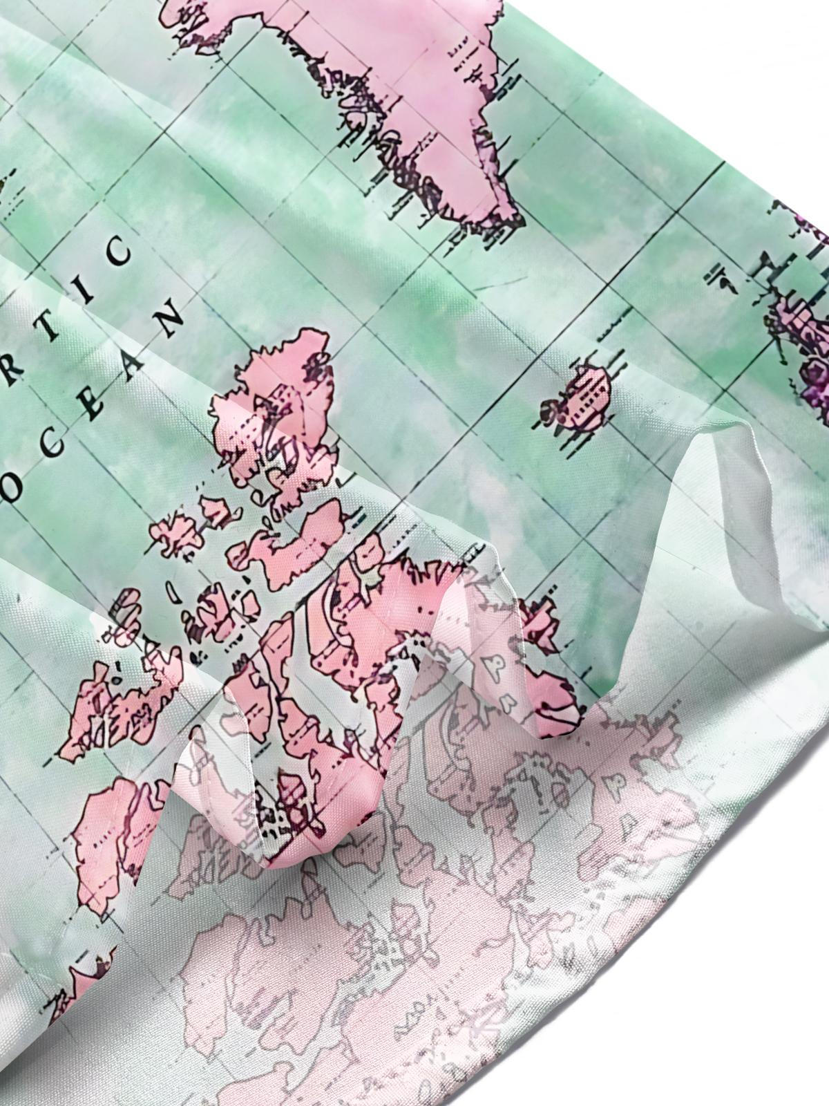 Map Print Men's Pocket Short Sleeve Shirts