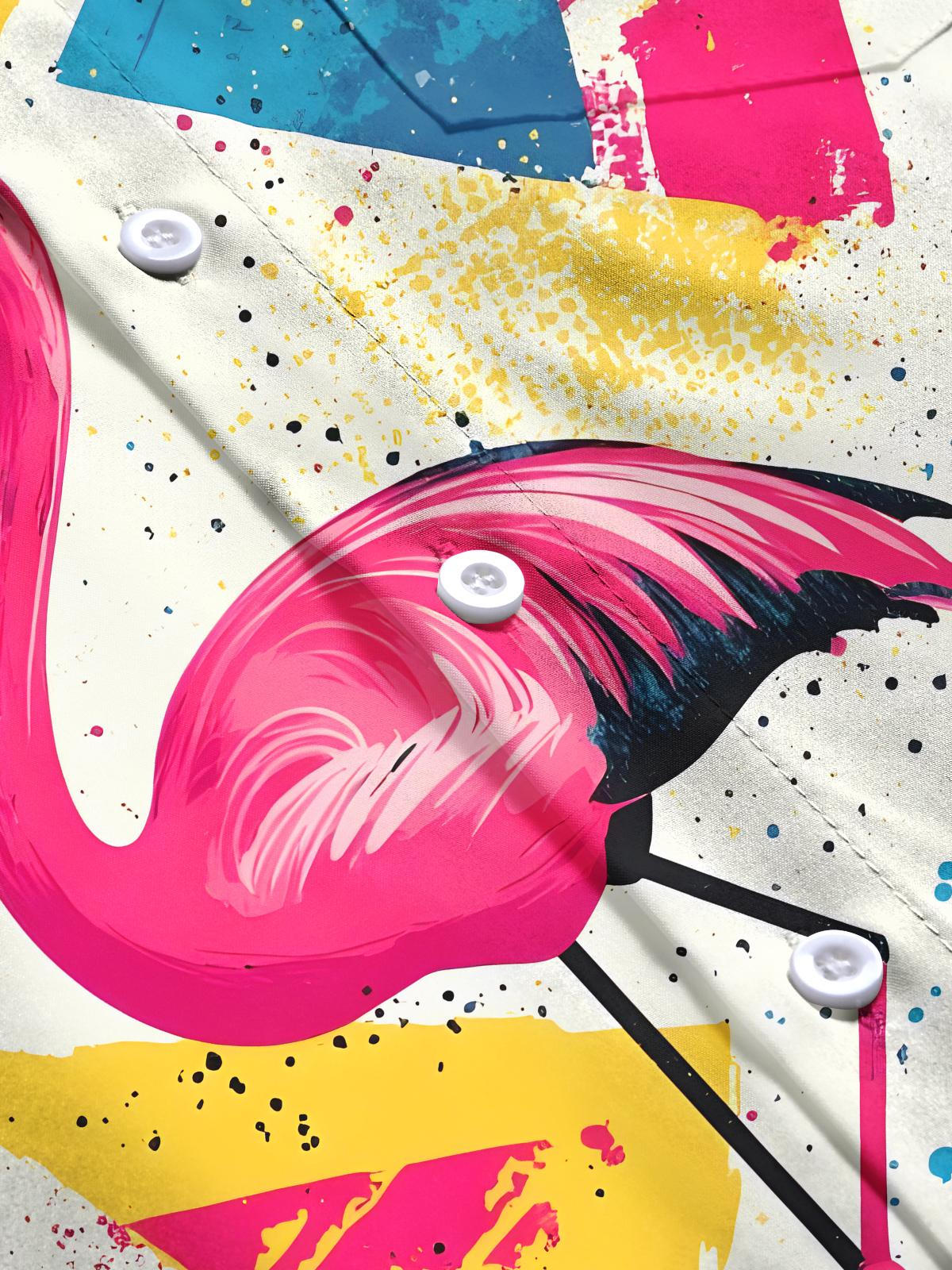 Flamingo Men's Pocket Short Sleeve Shirts