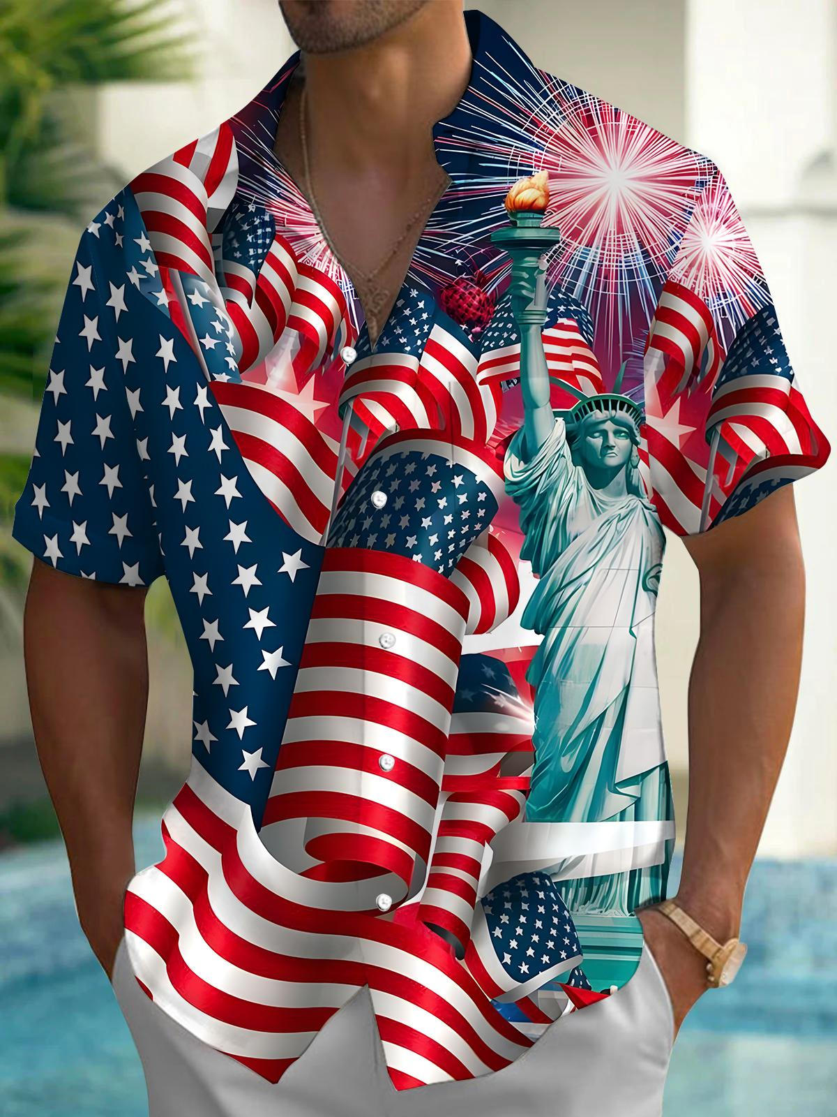 Independence Day Men's Pocket Short Sleeve Shirts