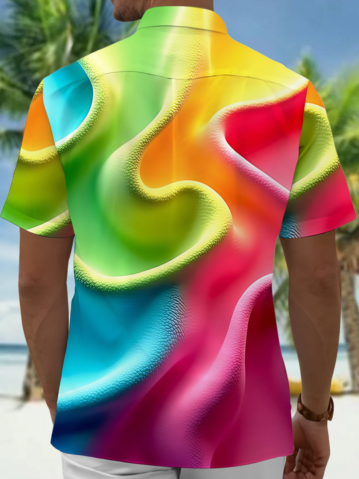 Abstract Gradient Print Men's Pocket Short Sleeve Shirts