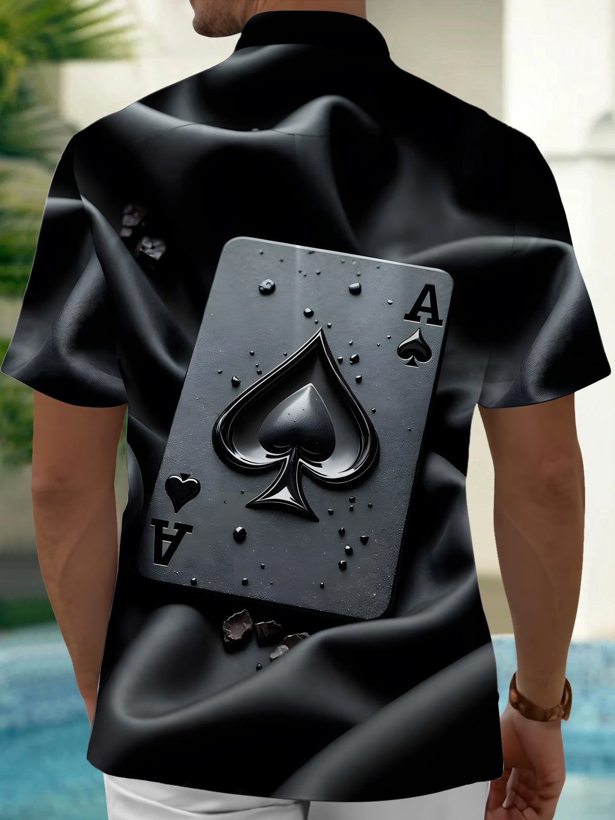 Poker Print Men's Pocket Short Sleeve Shirts