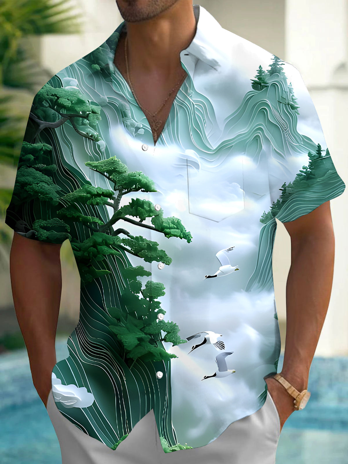 Mountain Crane Men's Pocket Short Sleeve Shirts