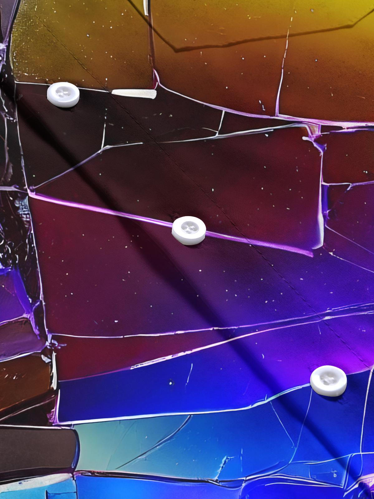 Gradient Broken Glass Print Men's Pocket Short Sleeve Shirts