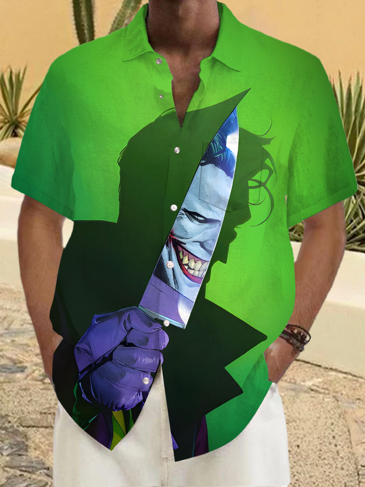 Funny Joker Knife Shadow Men's Pocket Short Sleeve Shirts