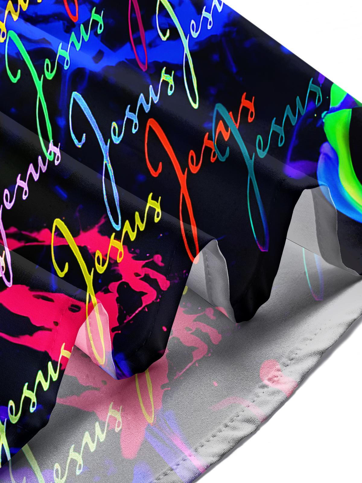 Jesus Tie Dye Men's Pocket Short Sleeve Shirts