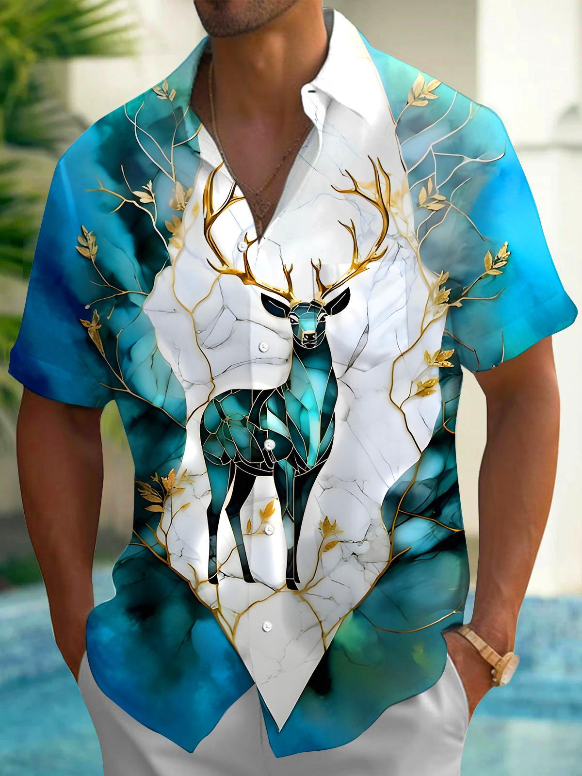 Elk Men's Pocket Short Sleeve Shirts