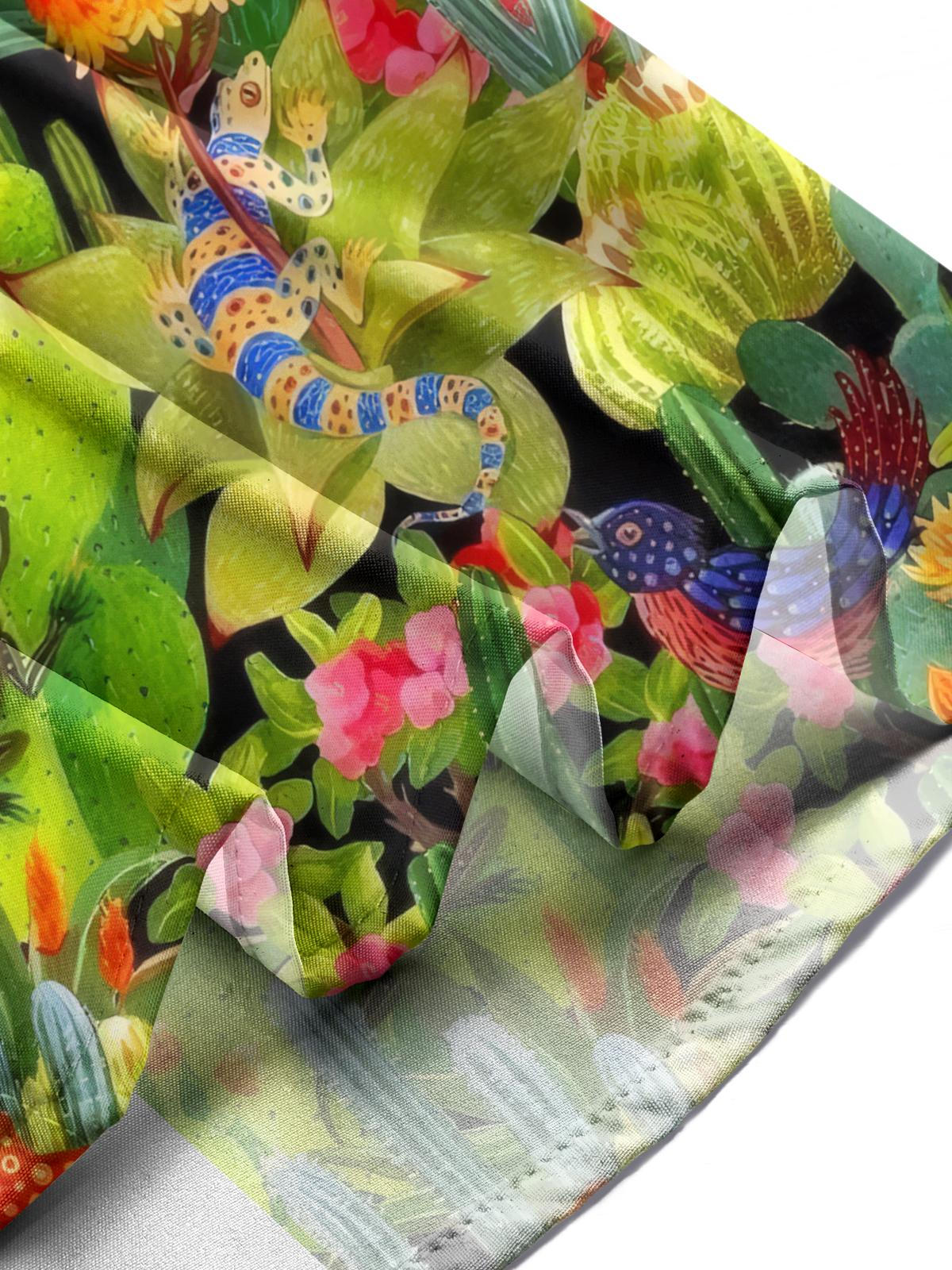 Plant Lizard Print Men's Pocket Short Sleeve Shirts