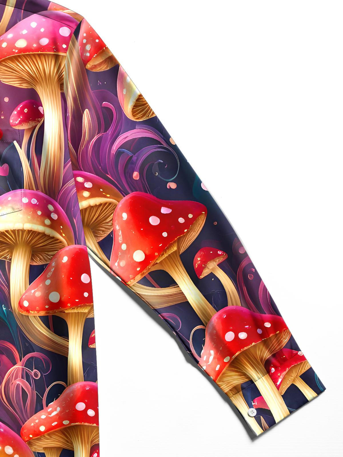 Mushroom Men's Pocket Long Sleeve Shirts
