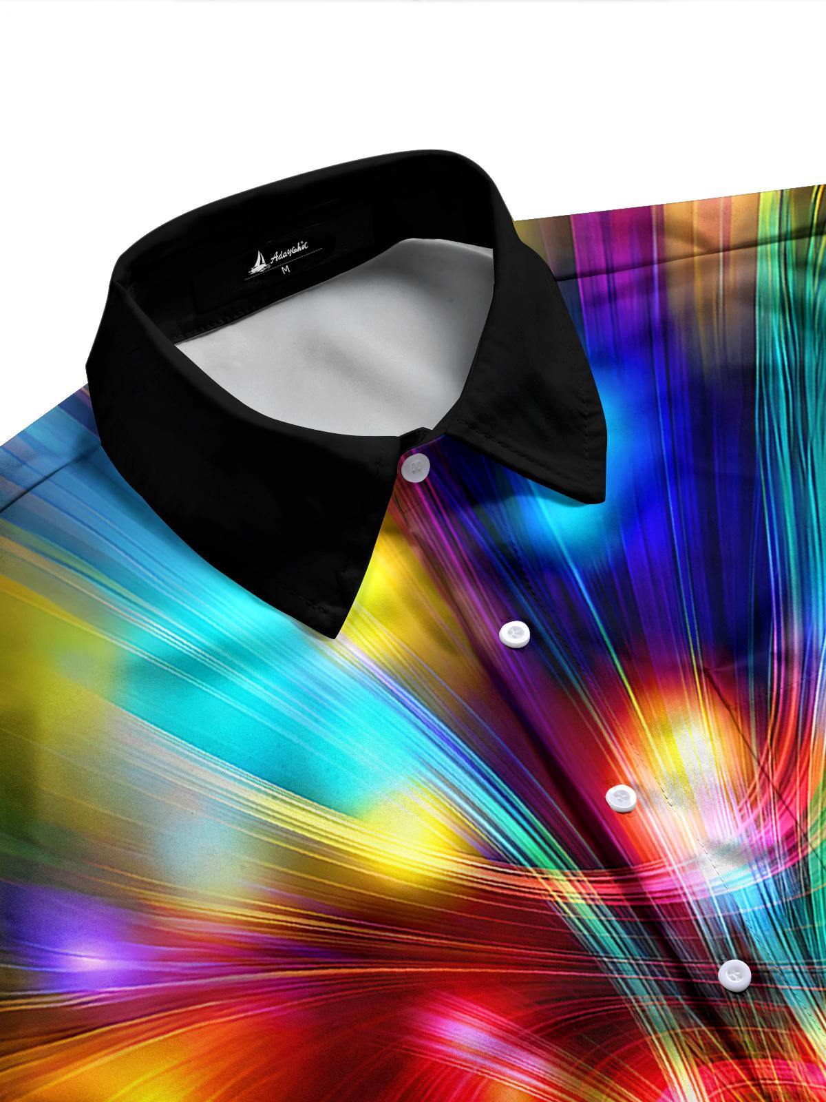 Tie Dye Abstract Men's Pocket Long Sleeve Shirts