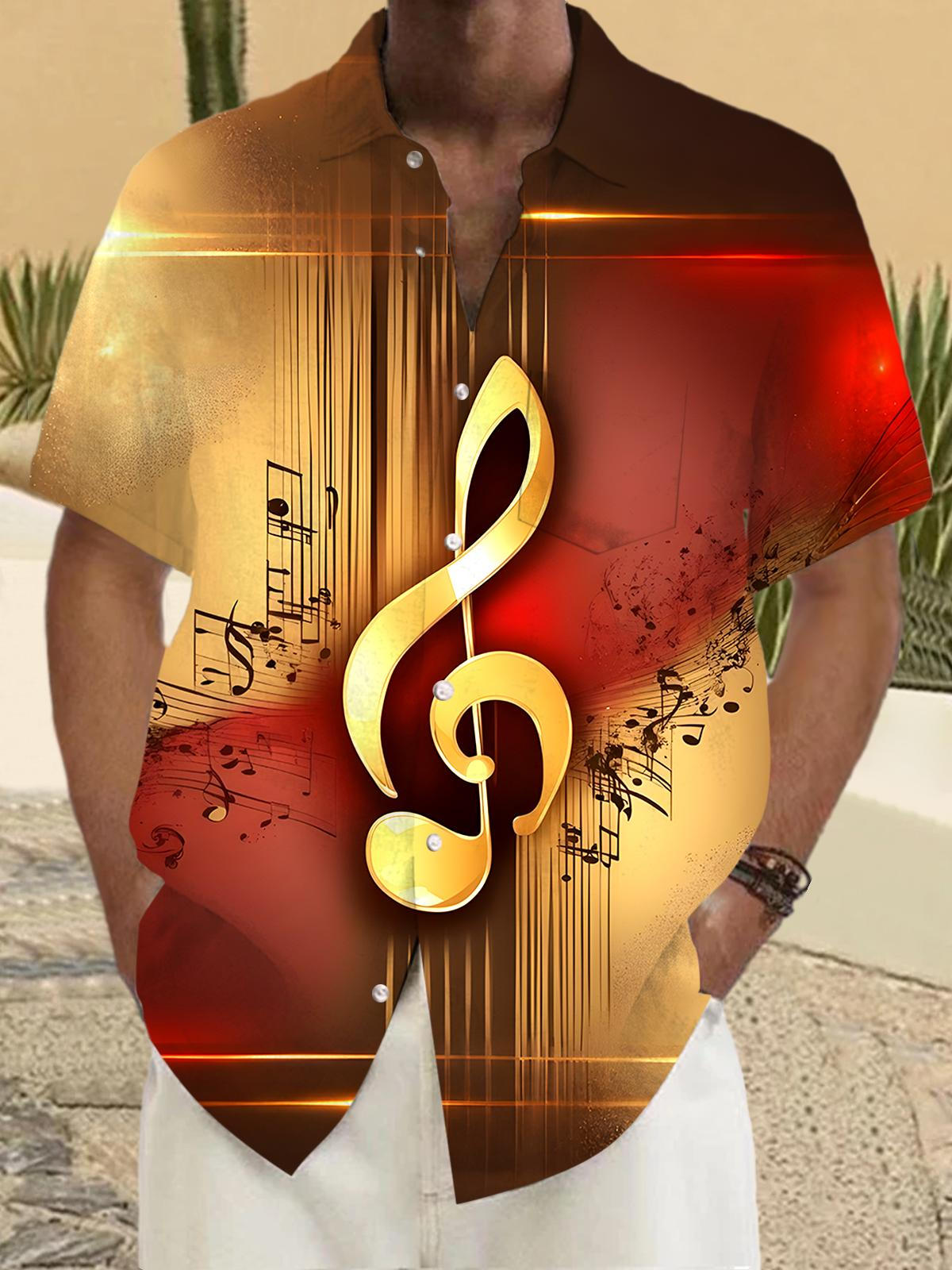 Musical Note Men's Pocket Short Sleeve Shirts