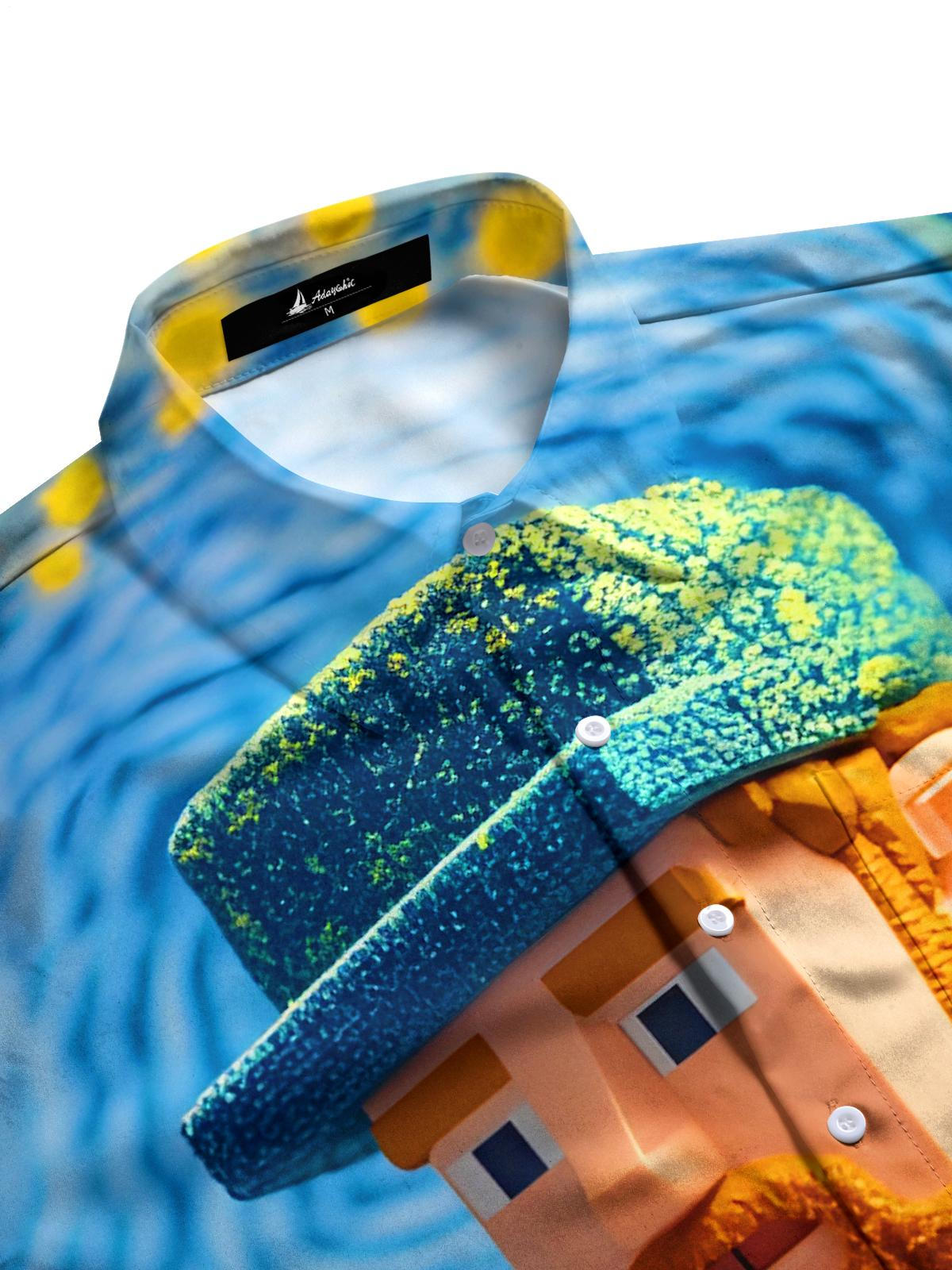 Fun Art Building Blocks Man Men's Pocket Short Sleeve Shirts