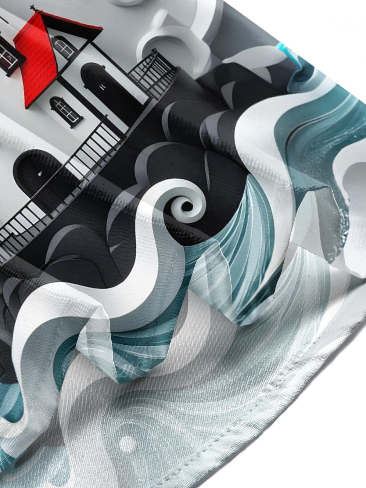 Lighthouse Heart Print Men's Pocket Short Sleeve Shirts