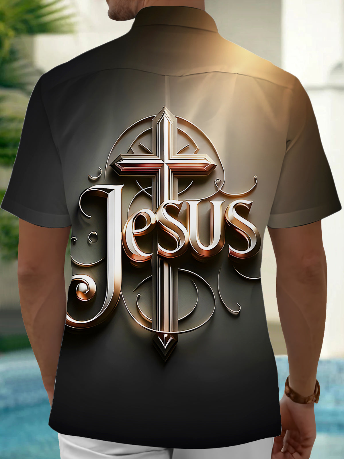 Religion Christianity Jesus Cross Men's Pocket Short Sleeve Shirts