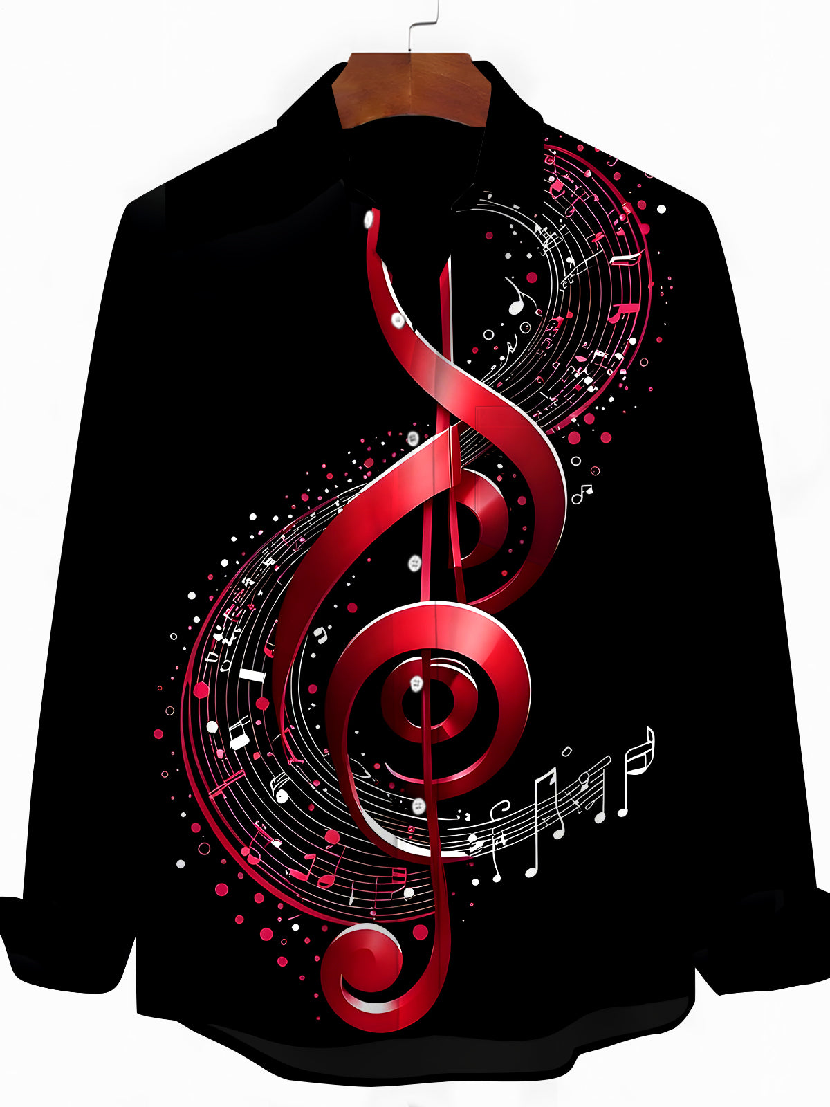 Musical Note Men's Pocket Long Sleeve Shirts