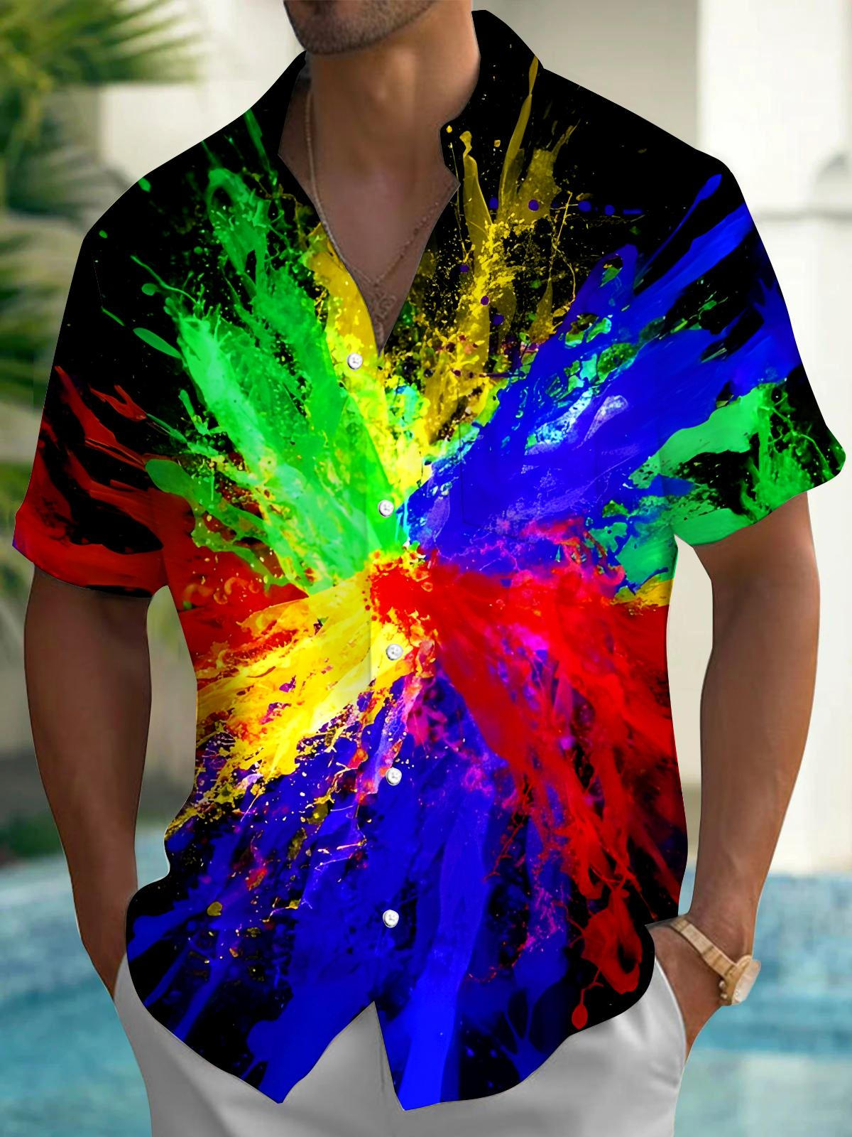 Tie Dye Men's Pocket Short Sleeve Shirts