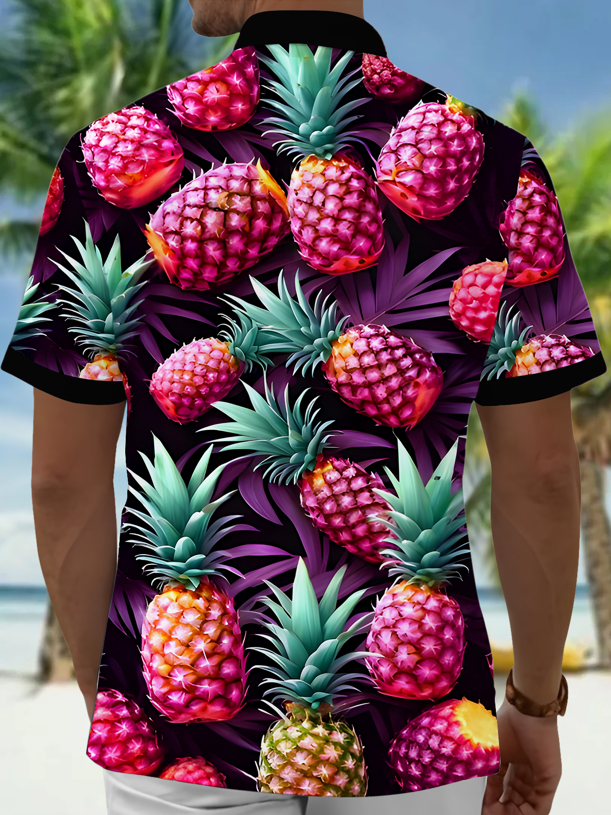 Pineapple Men's Pocket Short Sleeve Shirts