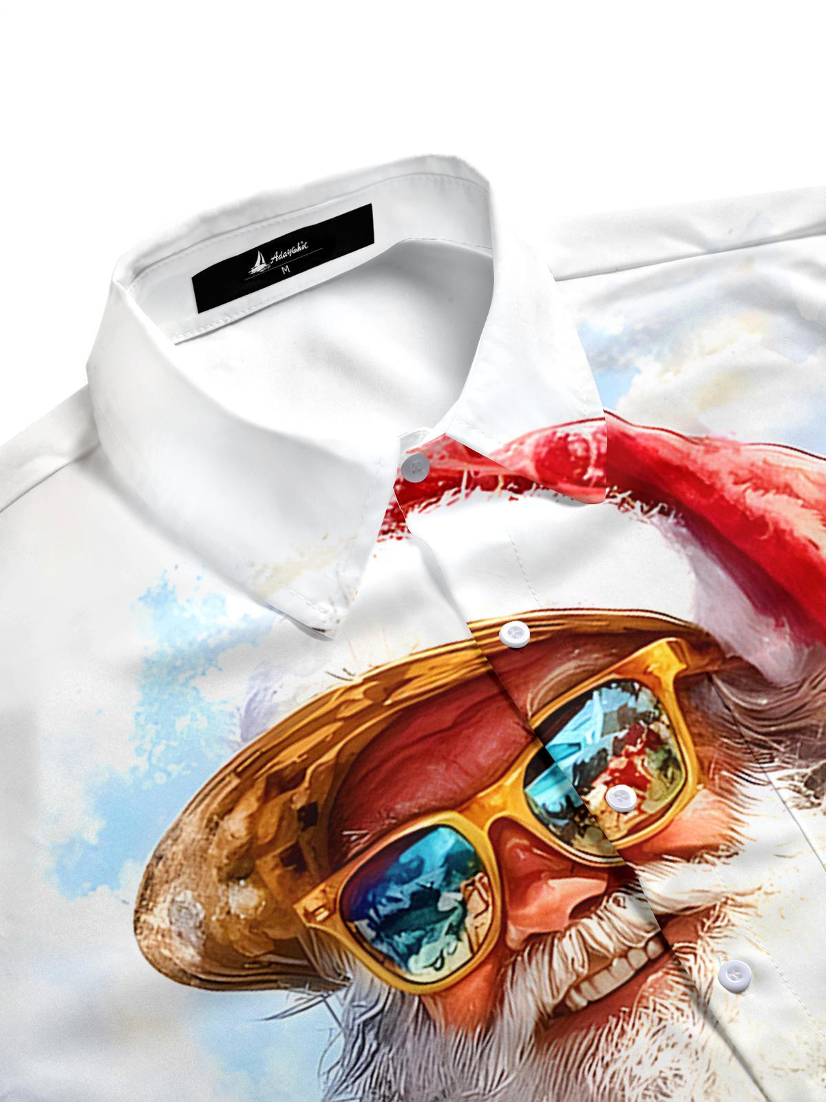 Hawaiian Santa Claus Men's Pocket Short Sleeve Shirts