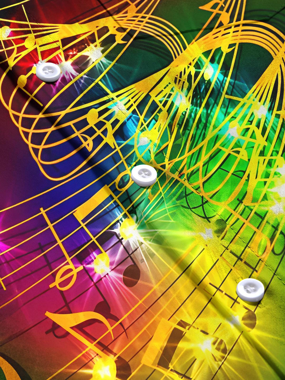 Musical Note Men's Pocket Short Sleeve Shirts