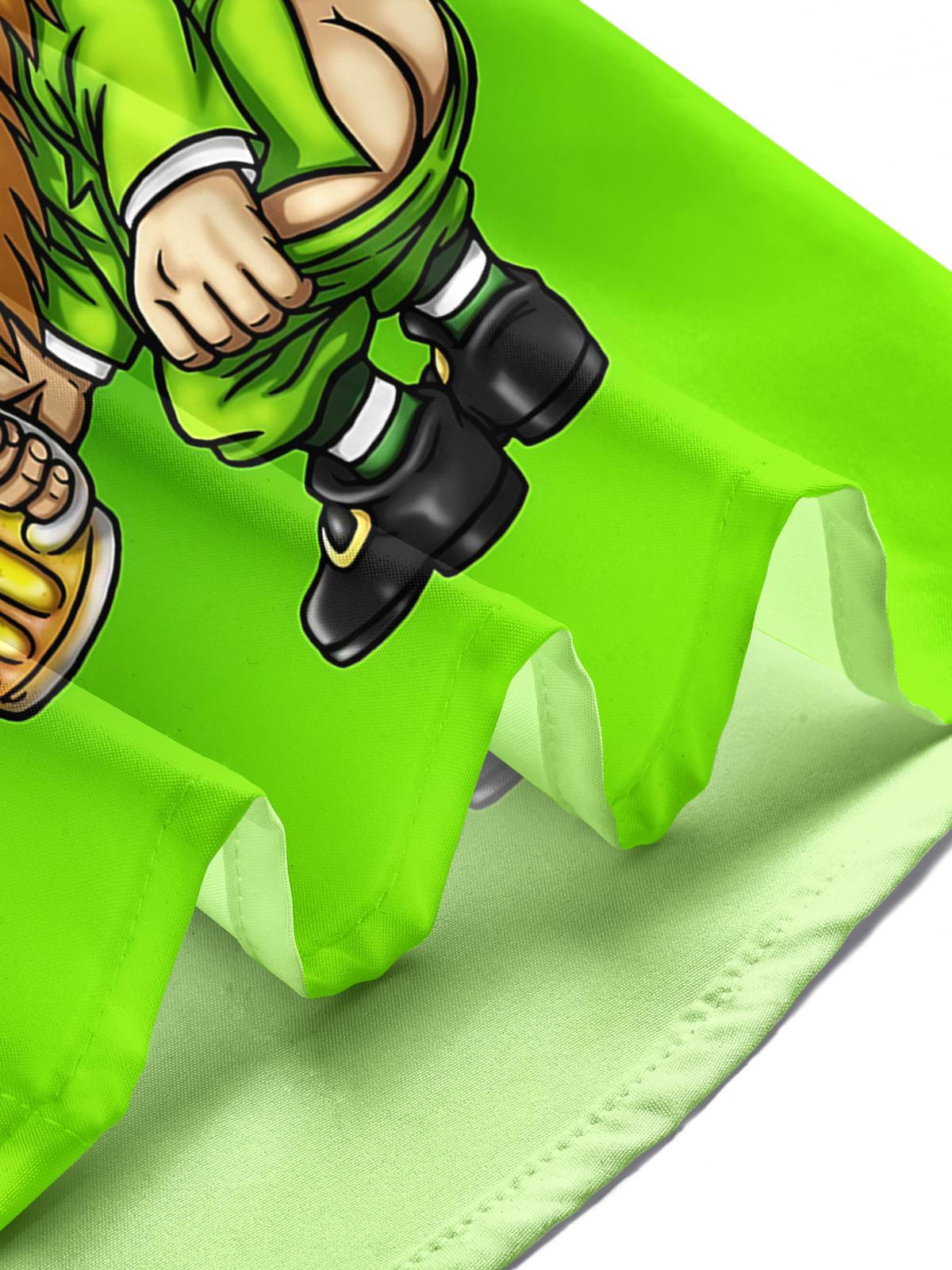 St. Patrick's Day Leprechaun Print Men's Pocket Short Sleeve Shirts