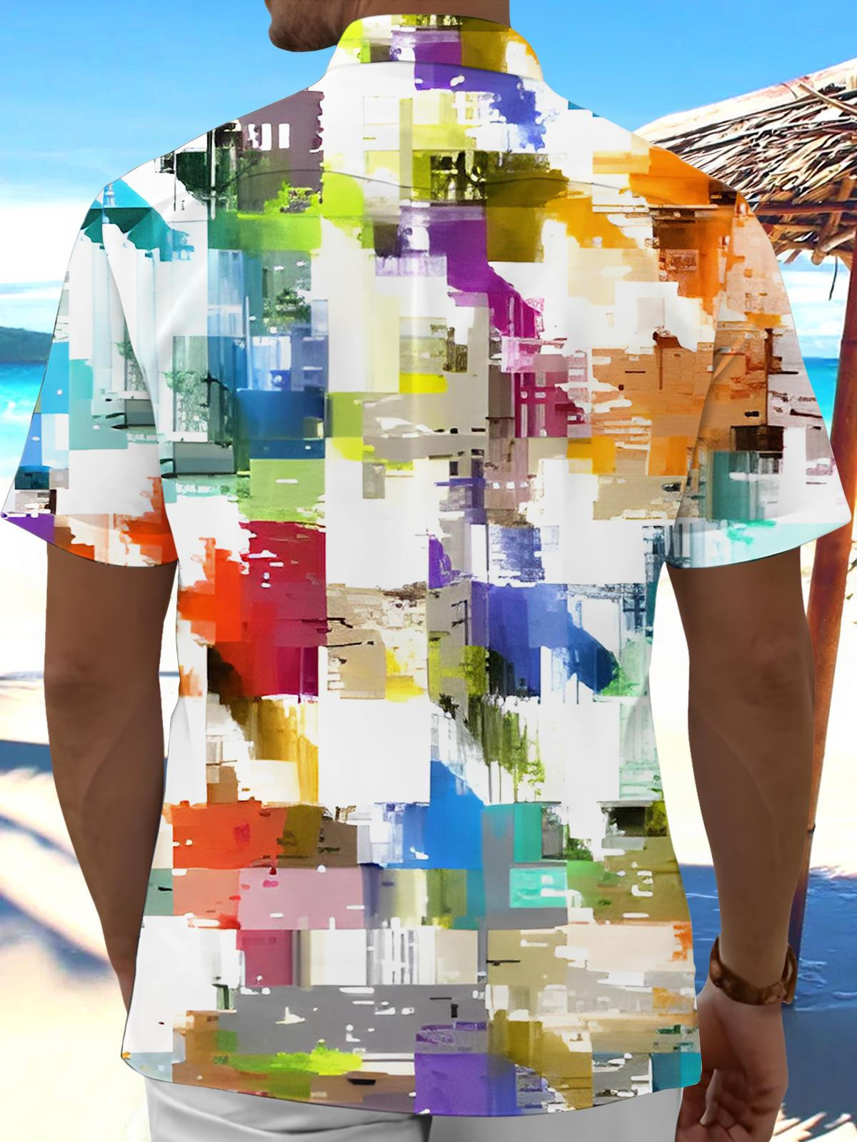 Gradient Print Men's Pocket Short Sleeve Shirts