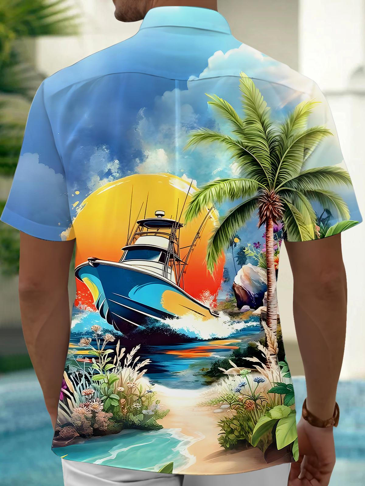 Hawaiian Yacht Men's Pocket Short Sleeve Shirts