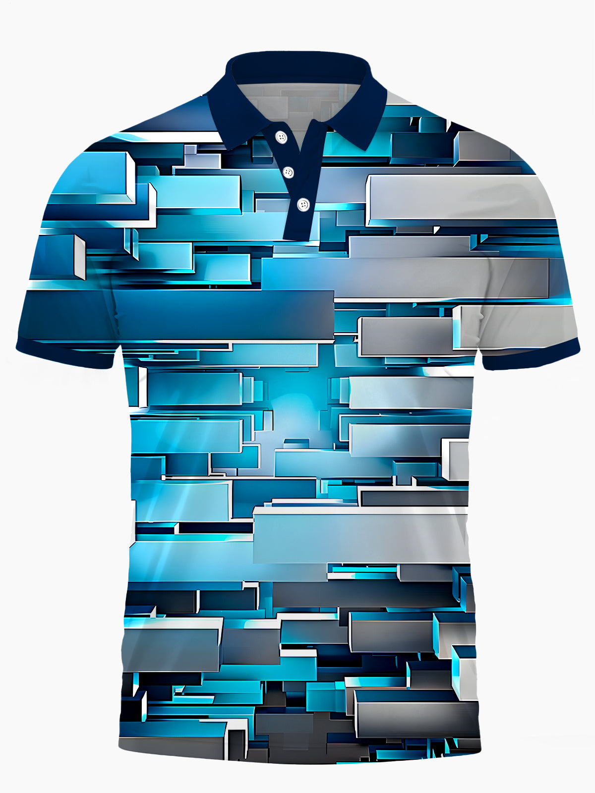Geometry Men's Short Sleeve Button Polo Shirt
