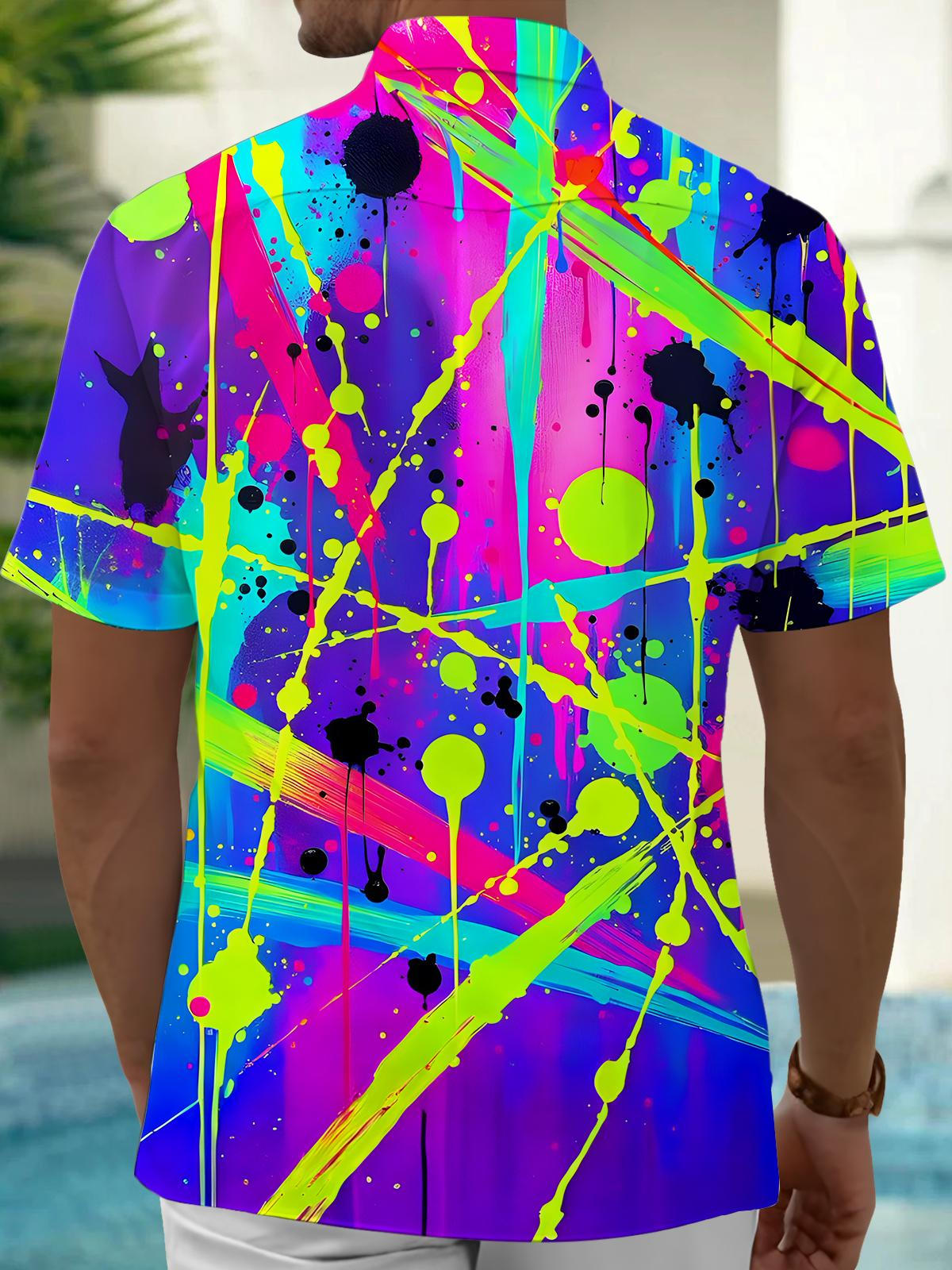 Tie Dye Abstract Men's Pocket Short Sleeve Shirts