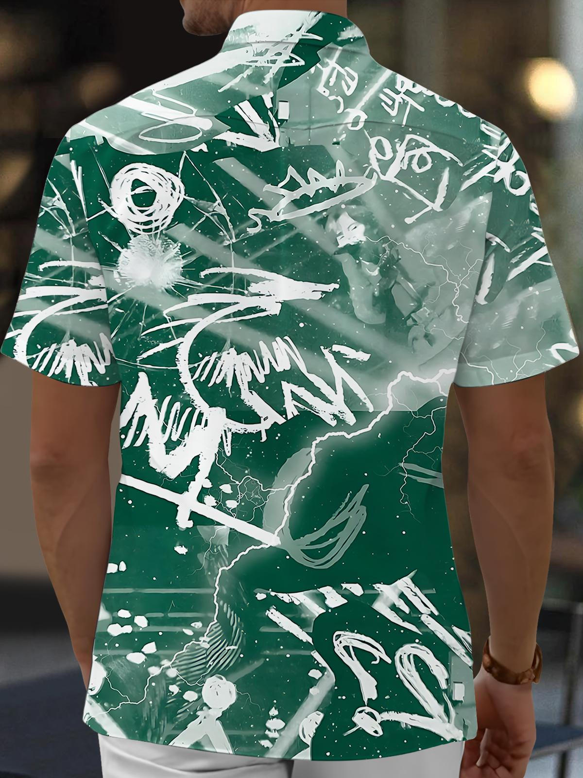 Abstract Art Print Men's Pocket Short Sleeve Shirts